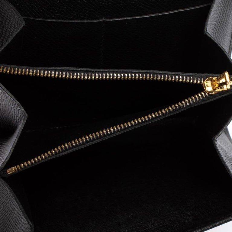 Hermes Noir Epsom Leather Constance Compact Wallet For Sale 3