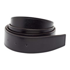 Hermes Noir/Etain Chamonix and Togo Leather Reversible Belt Strap 110 CM