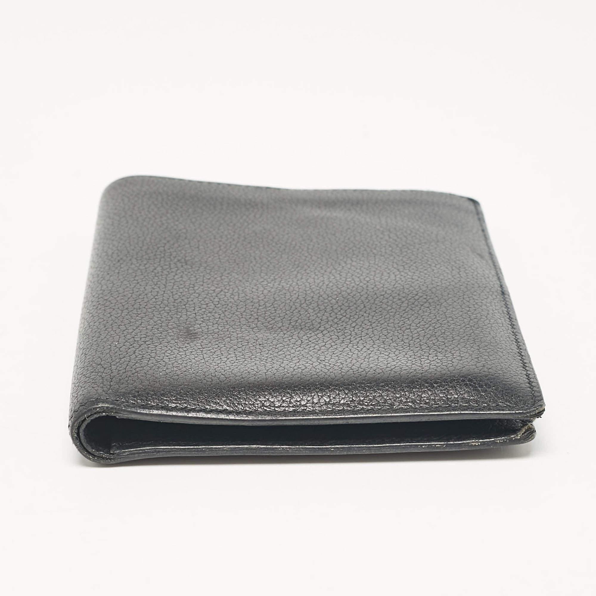 Men's Hermes Noir Evercolor Leather Bifold Wallet