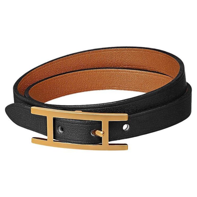 Bracelet Hermès 'Be Happy' Double Tour En Cuir Marron - Neuf Avec étiquettes