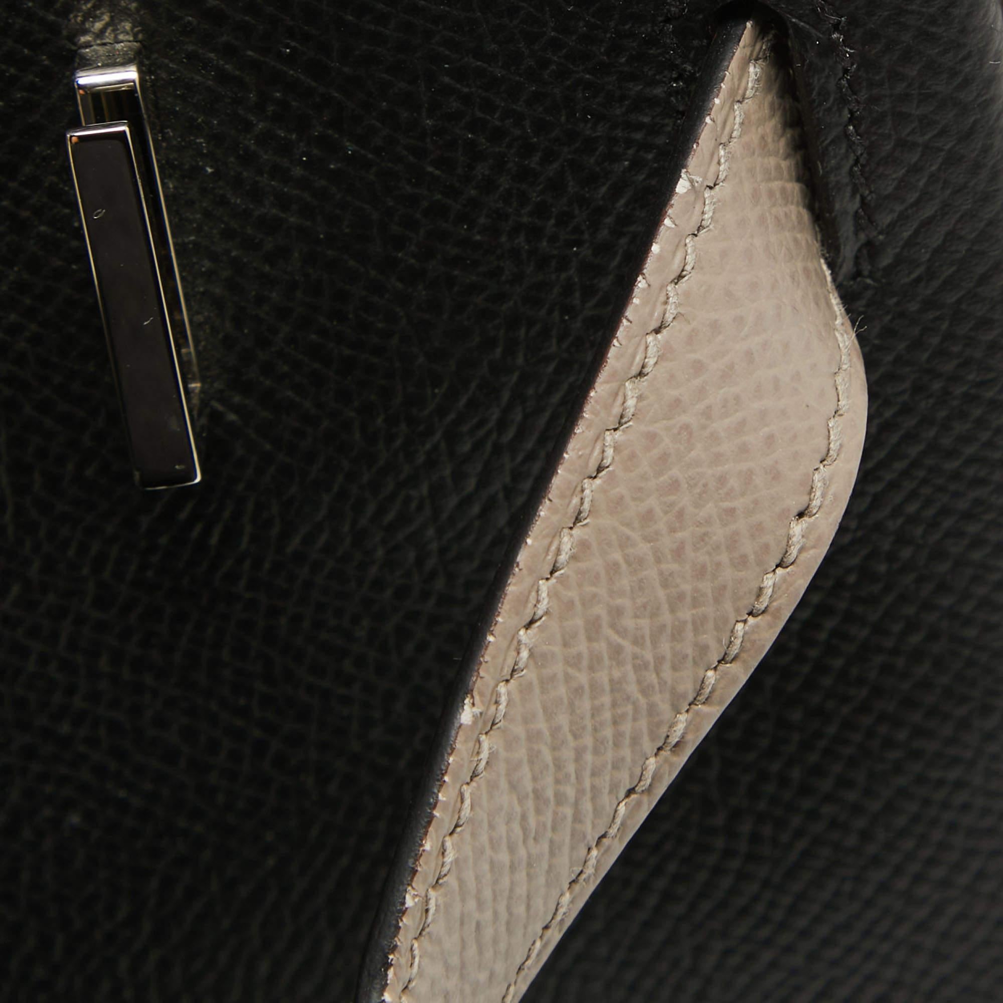 Hermes Noir/Gris Asphalt Epsom Leather Palladium Finish Birkin 30 Bag 12