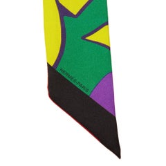 Hermès NOIR, JAUNE & VERT GRAFF GRAFFITI SILK TWILLY