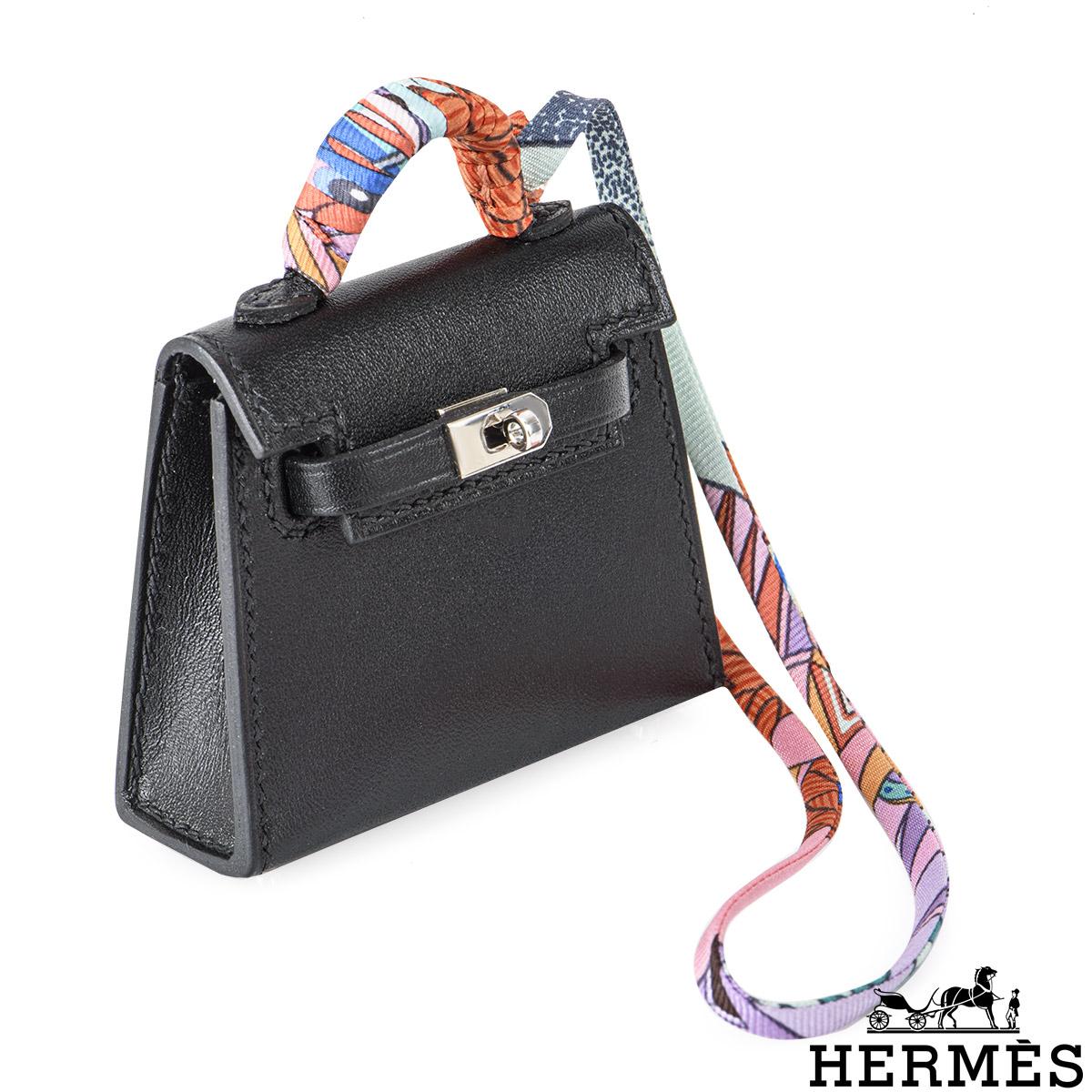 Black Hermès Noir Mini Kelly Twilly Bag Charm For Sale