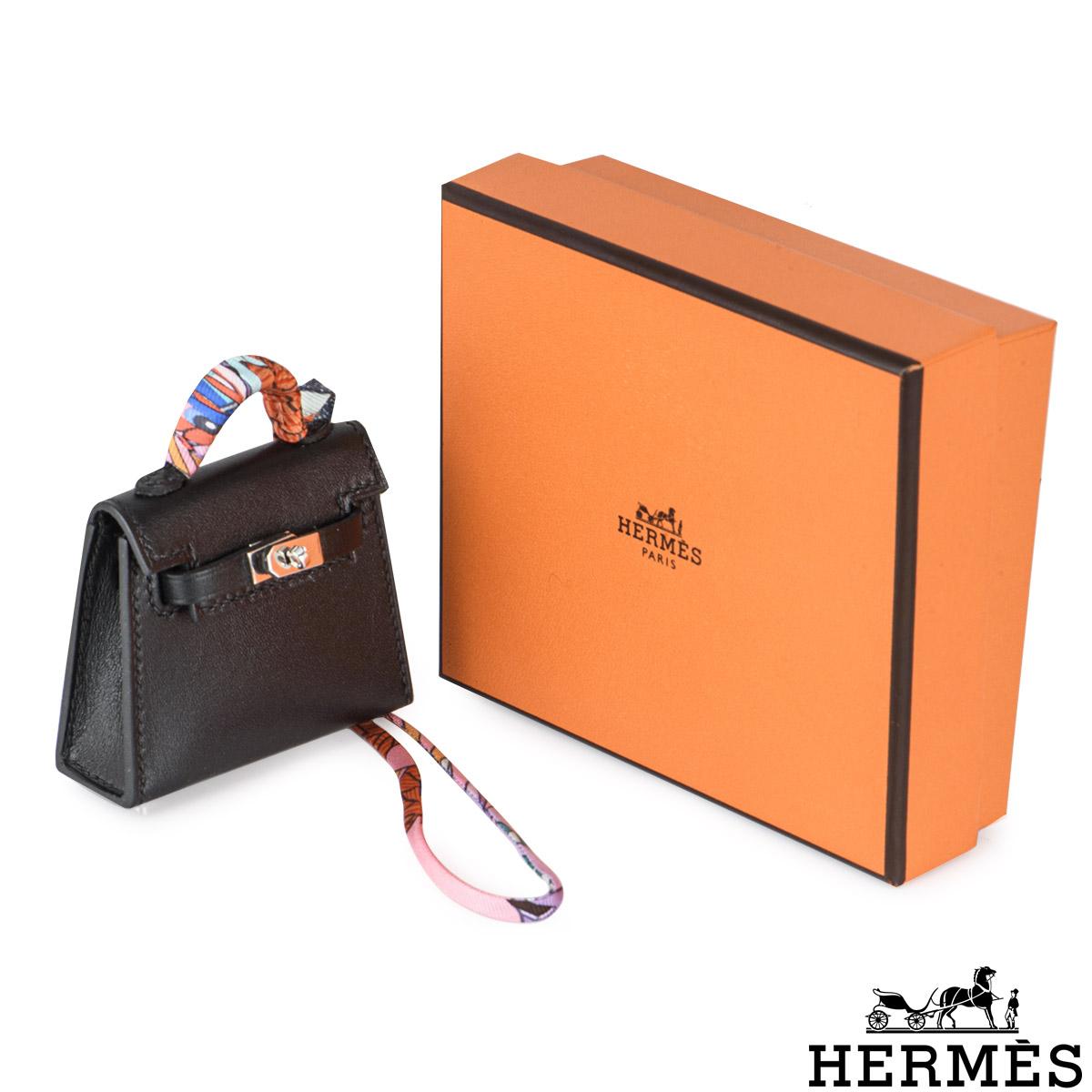 Hermès Noir Mini Kelly Twilly Tasche Charme Damen im Angebot