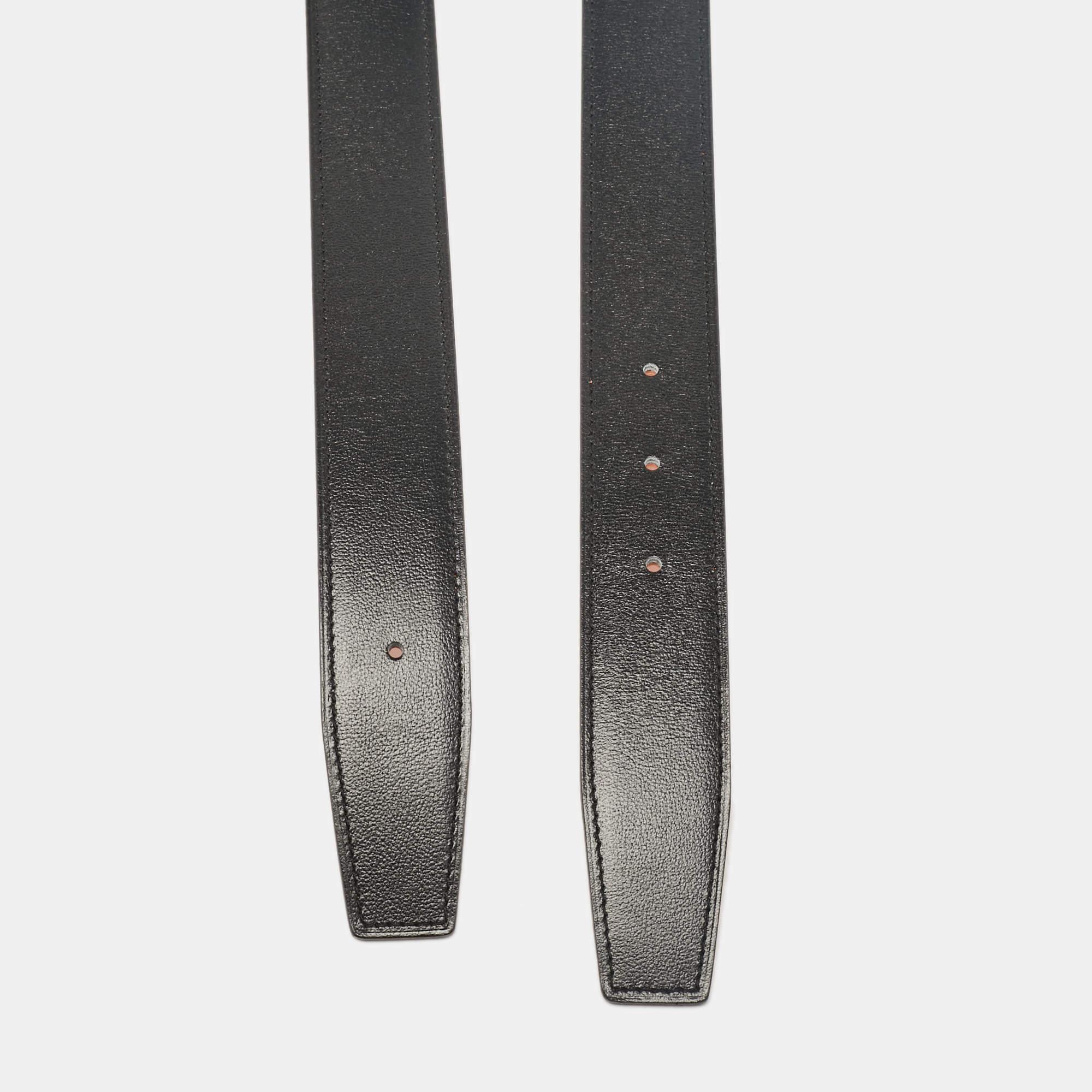 Black Hermes Noir/Orange Box and Togo Leather Reversible Belt Strap 95 CM