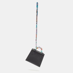 Hermès Noir Tadelakt Leather Mini Kelly Twilly Bag Charm