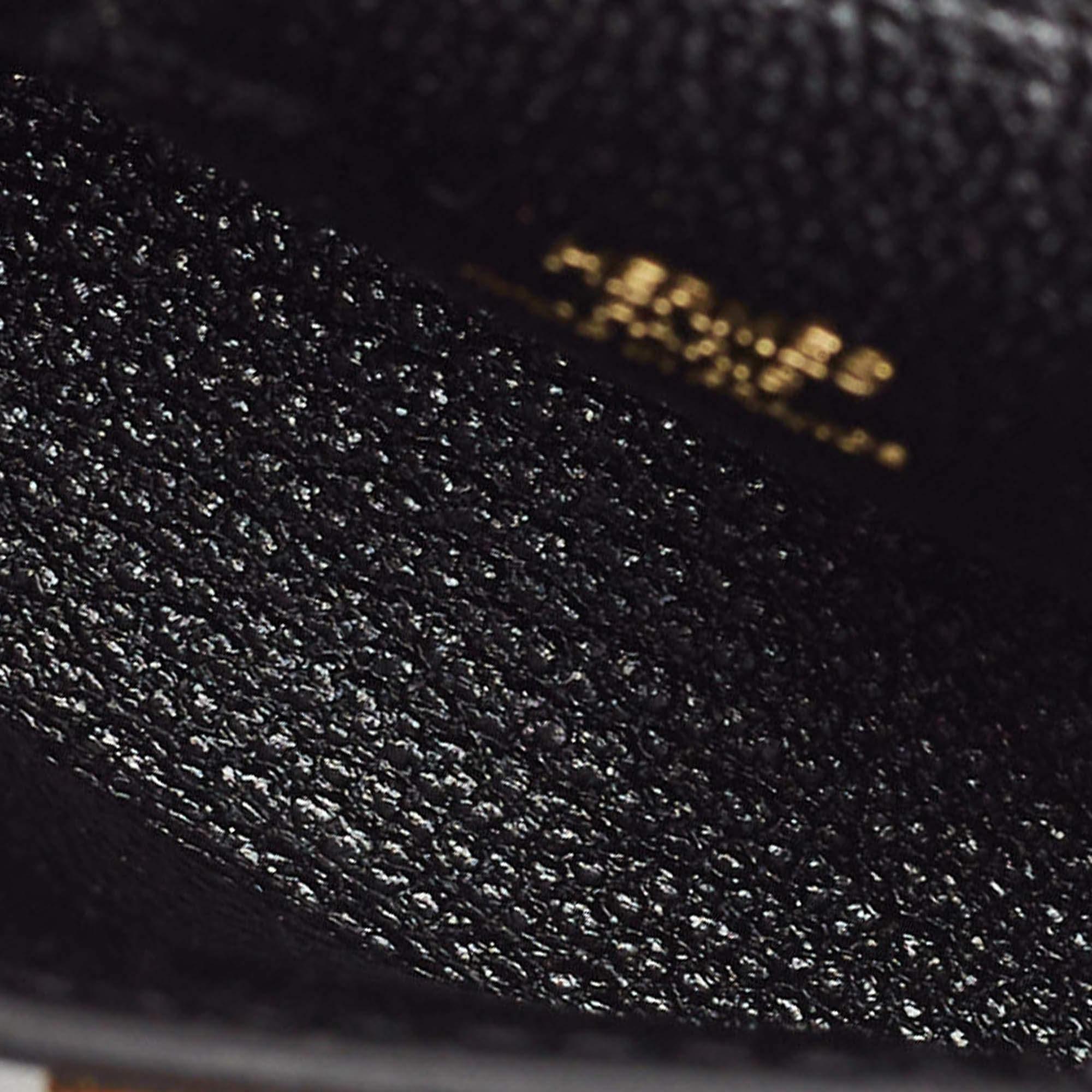 Hermès Noir Tadelakt Leder Mini Kelly Twilly Tasche Charme im Angebot 1