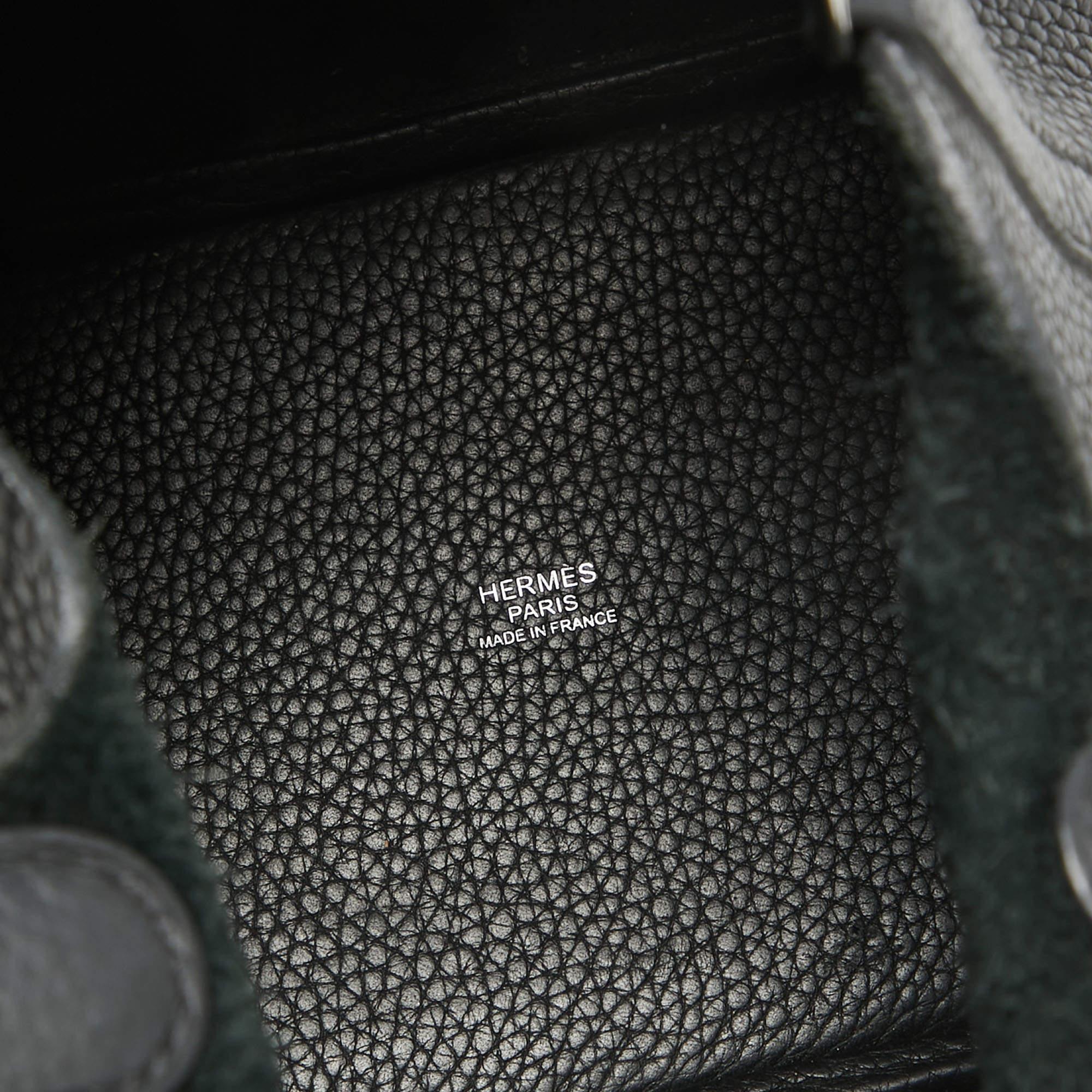 Hermes Noir Taurillon Clemence Leather Picotin Lock 18 Bag For Sale 7
