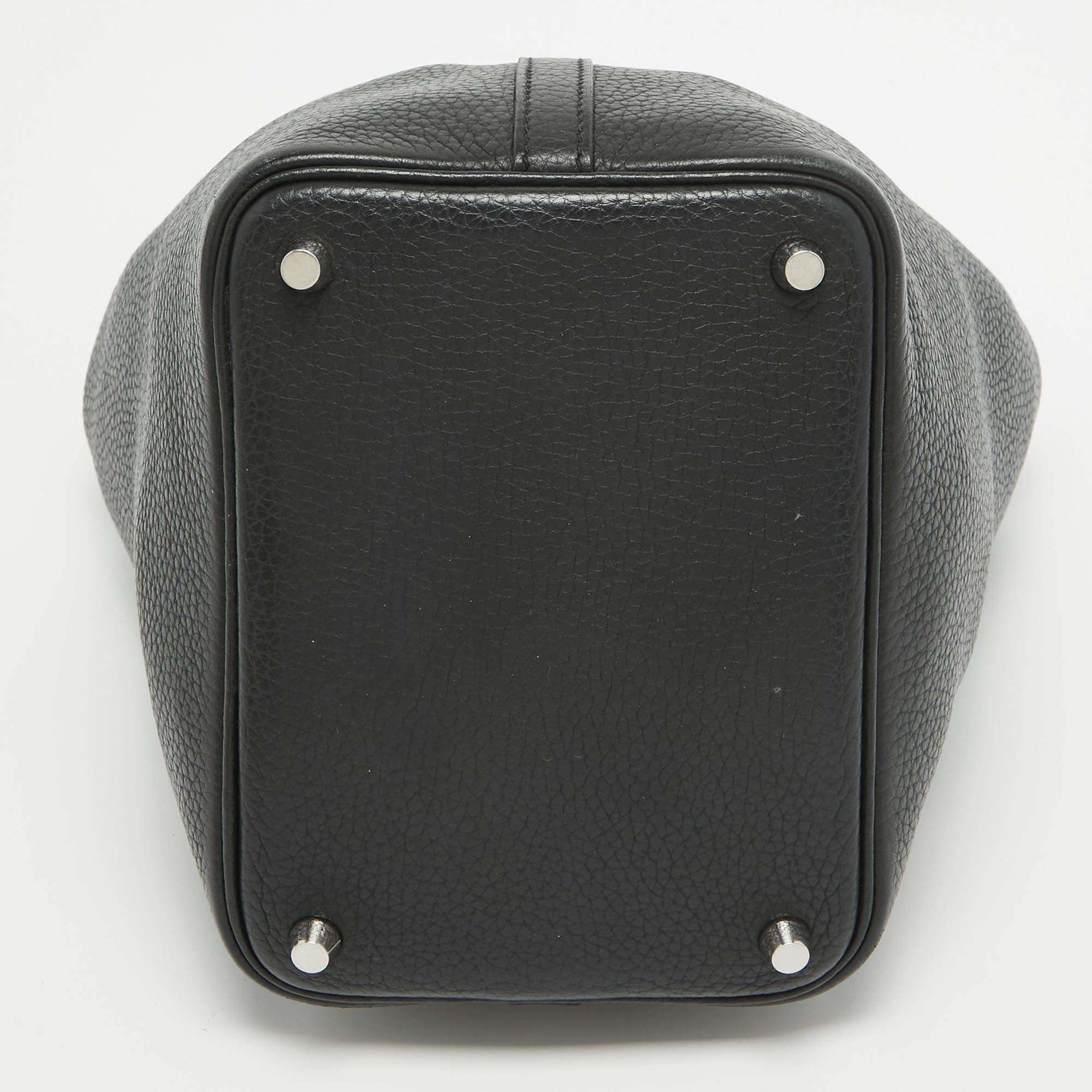 Hermes Noir Taurillon Clemence Leather Picotin Lock 18 Bag For Sale 15