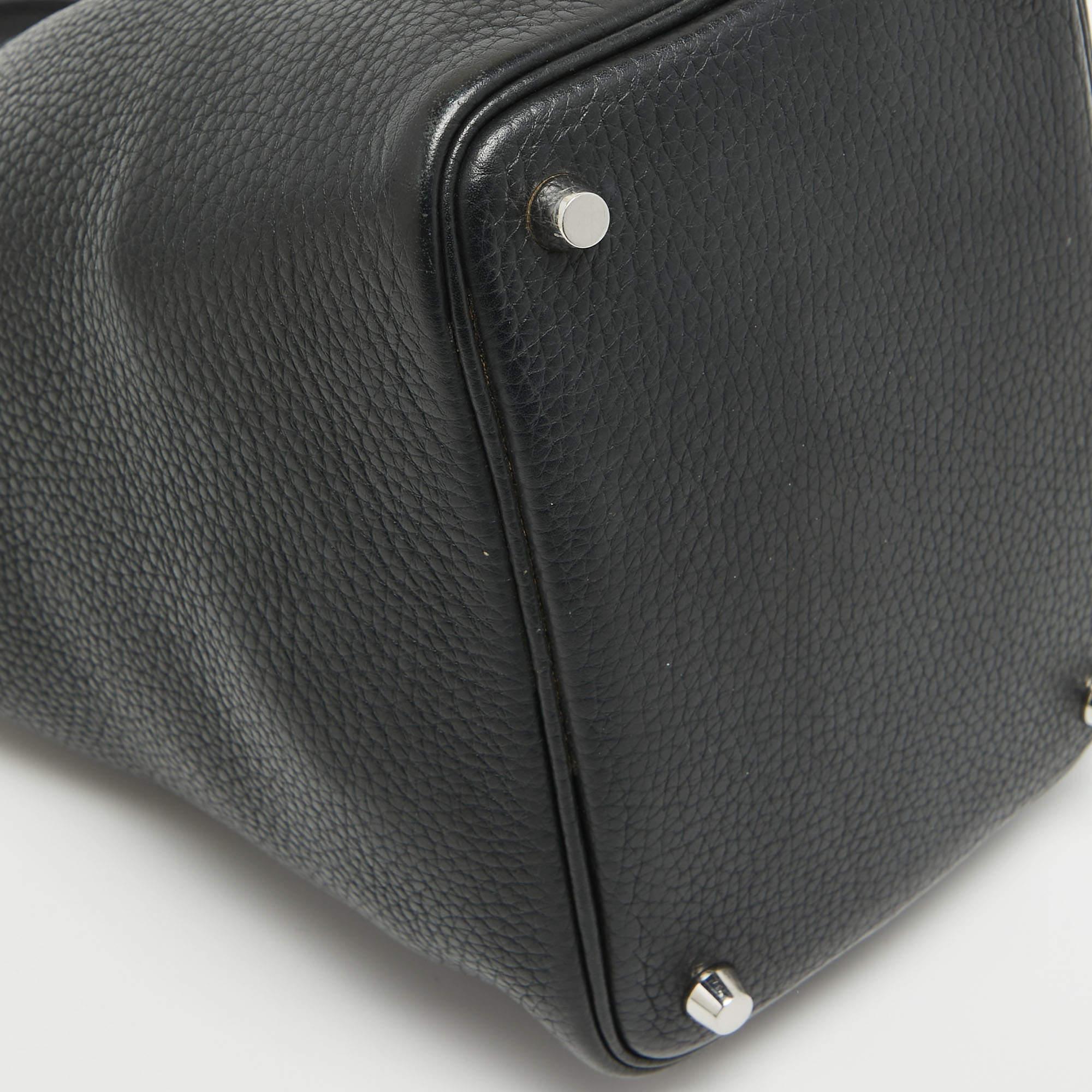 Hermes Noir Taurillon Clemence Leather Picotin Lock 18 Bag For Sale 16