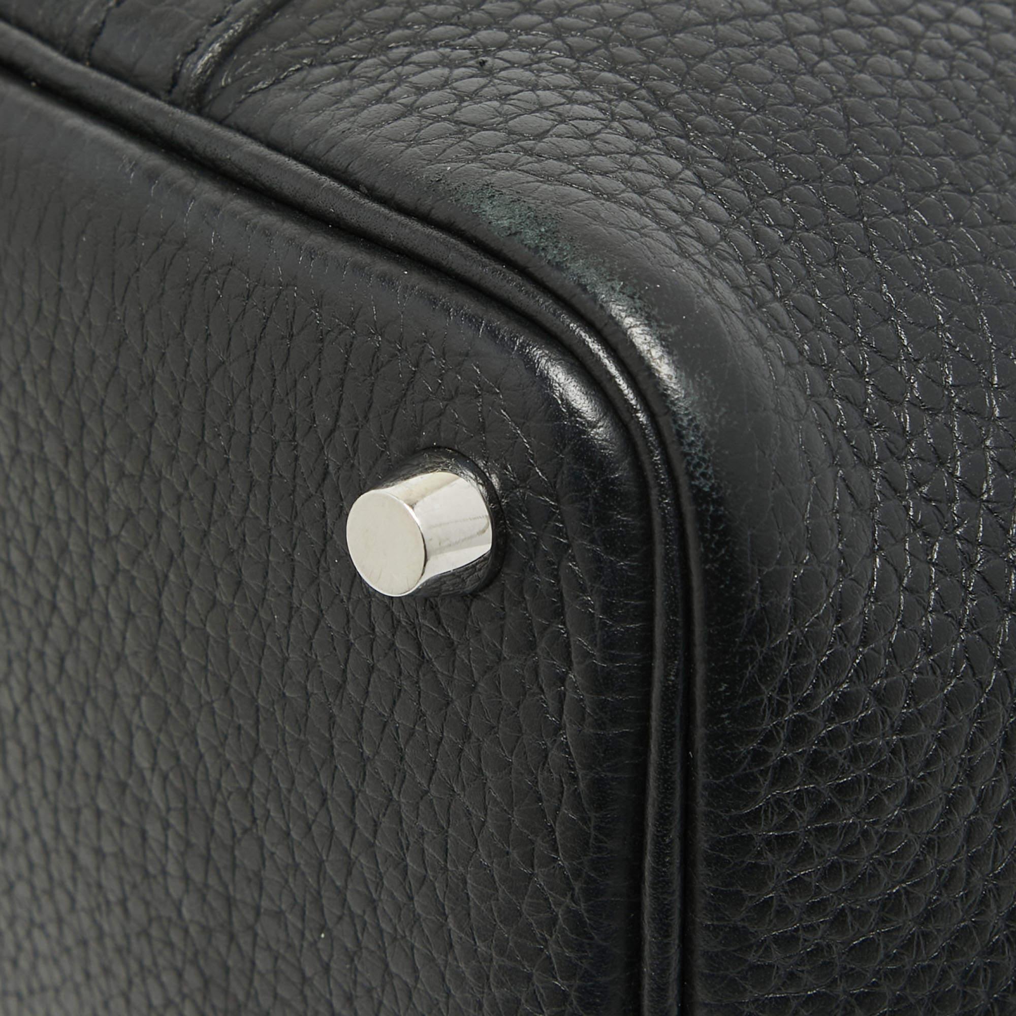 Women's Hermes Noir Taurillon Clemence Leather Picotin Lock 18 Bag For Sale