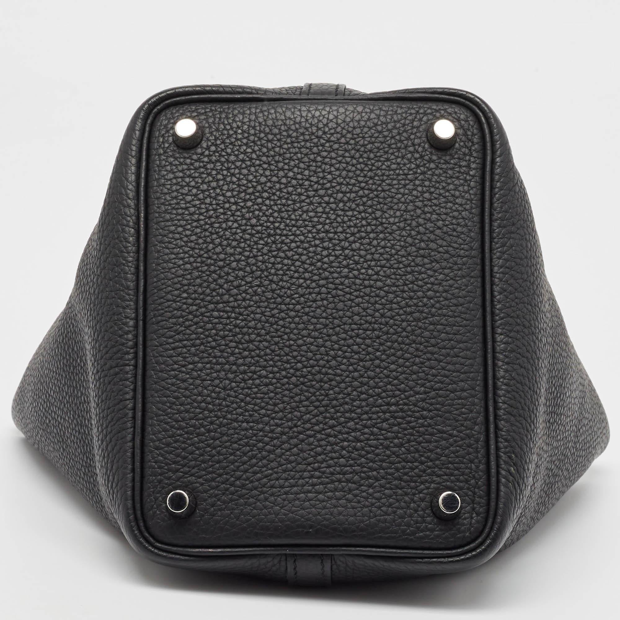 Hermes Noir Taurillon Clemence Leather Picotin Lock 18 Bag 4