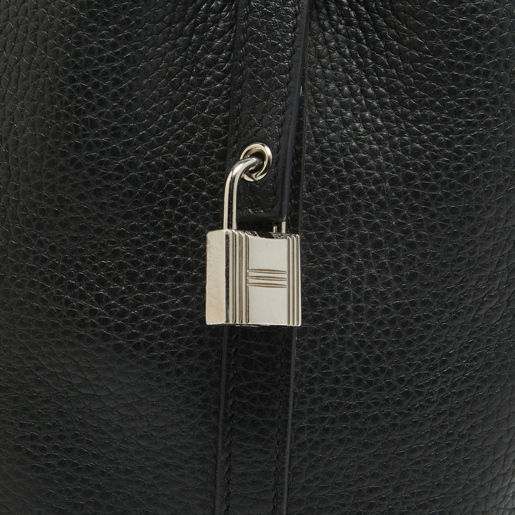 Hermes Noir Taurillon Clemence Leather Picotin Lock 18 Bag For Sale 4