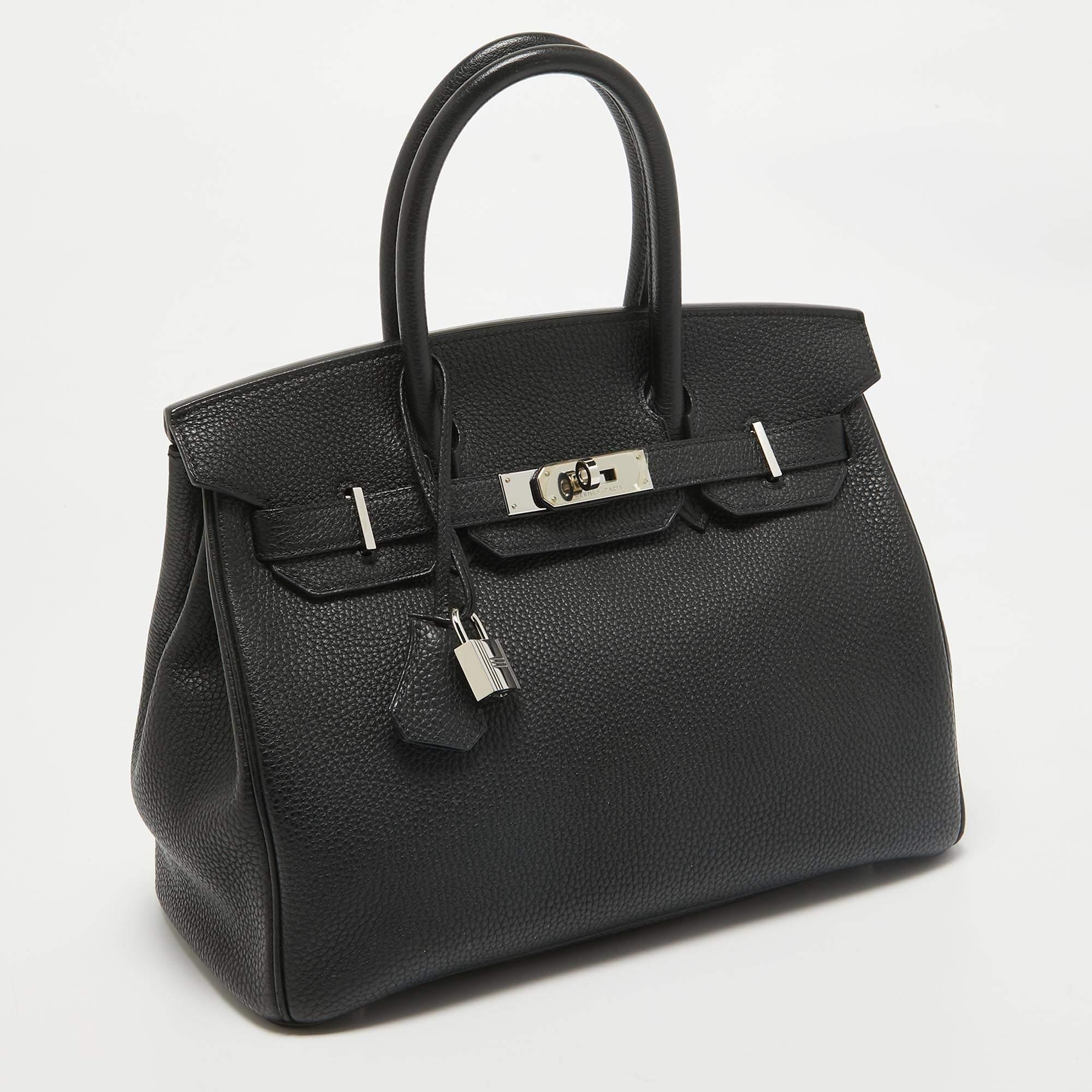 Black Hermes Noir Togo Leather Palladium Finish Birkin 30 Bag