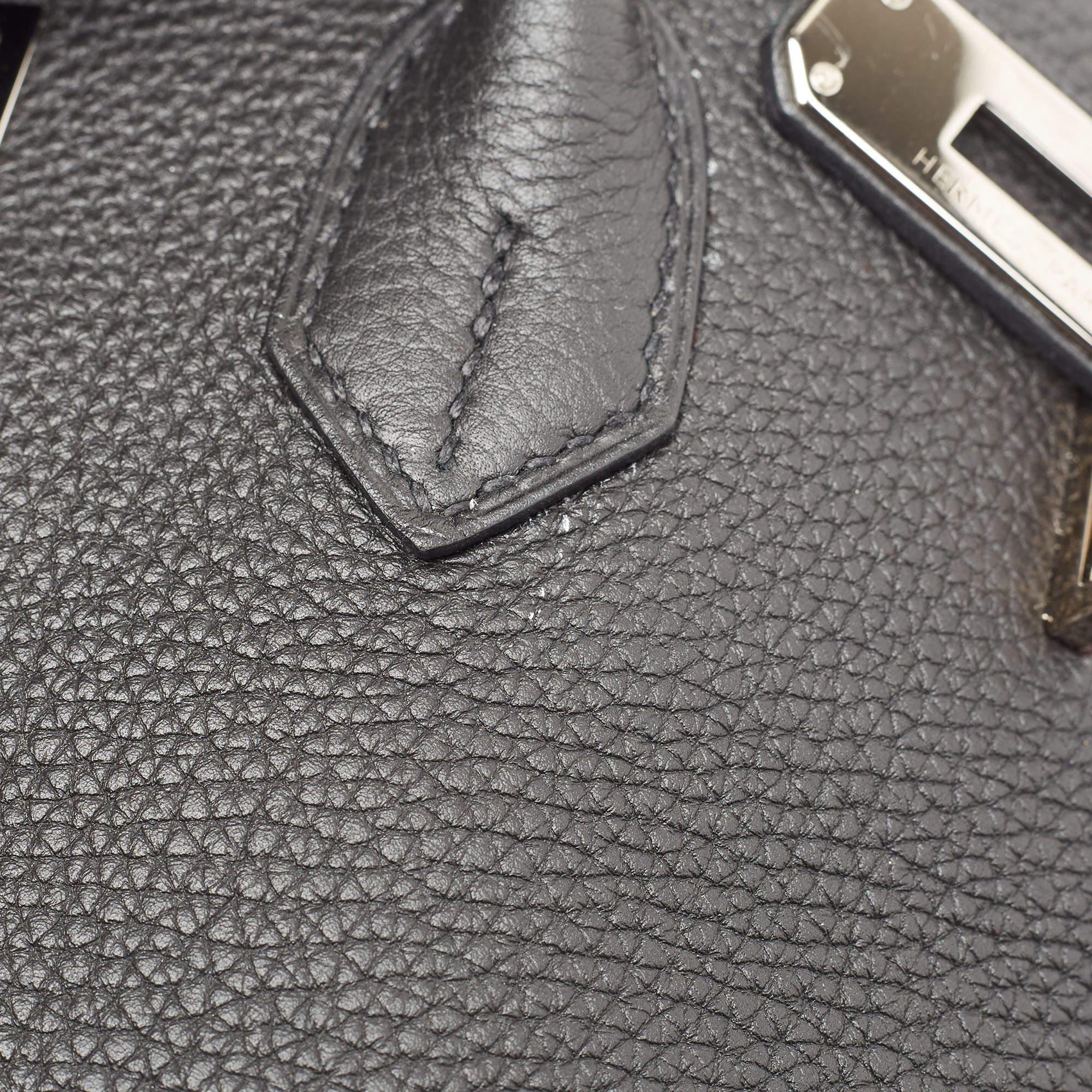 Hermes Noir Togo Leather Palladium Finish Birkin 35 Bag 10
