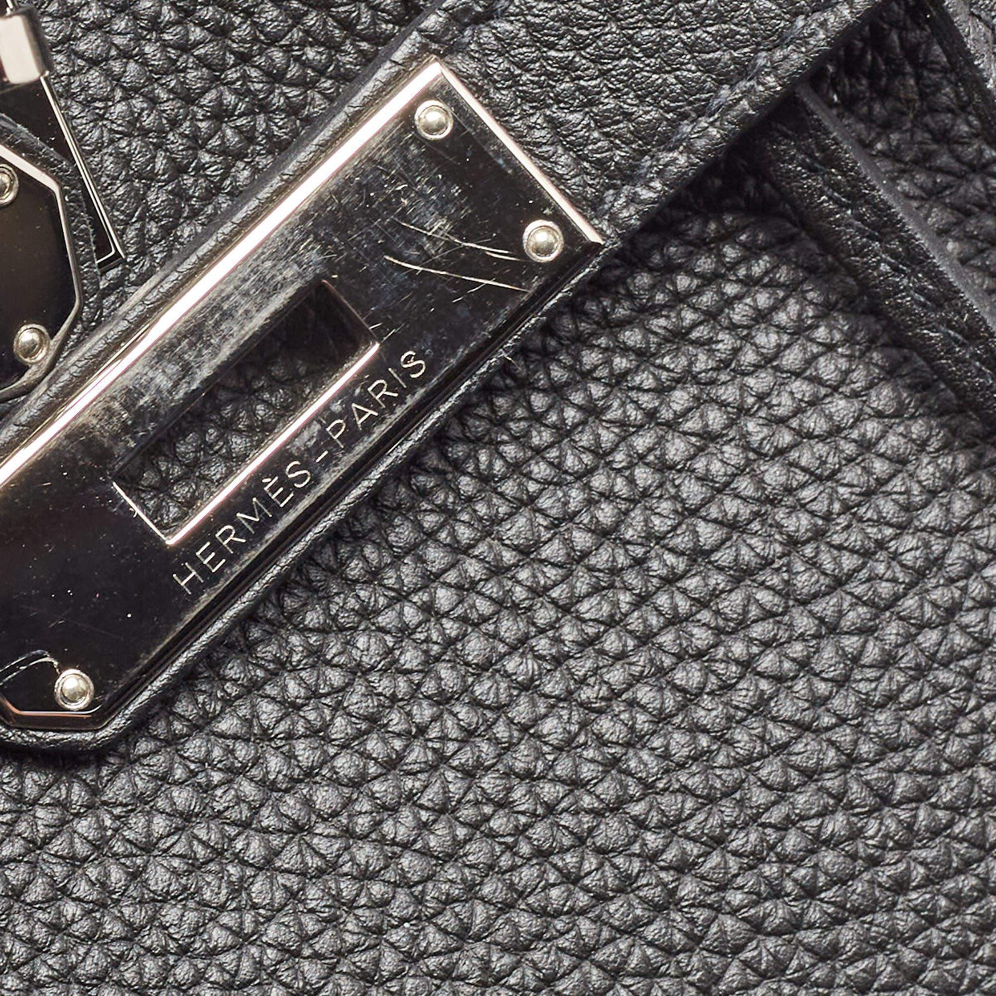 Hermes Noir Togo Leather Palladium Finish Birkin 35 Bag 11
