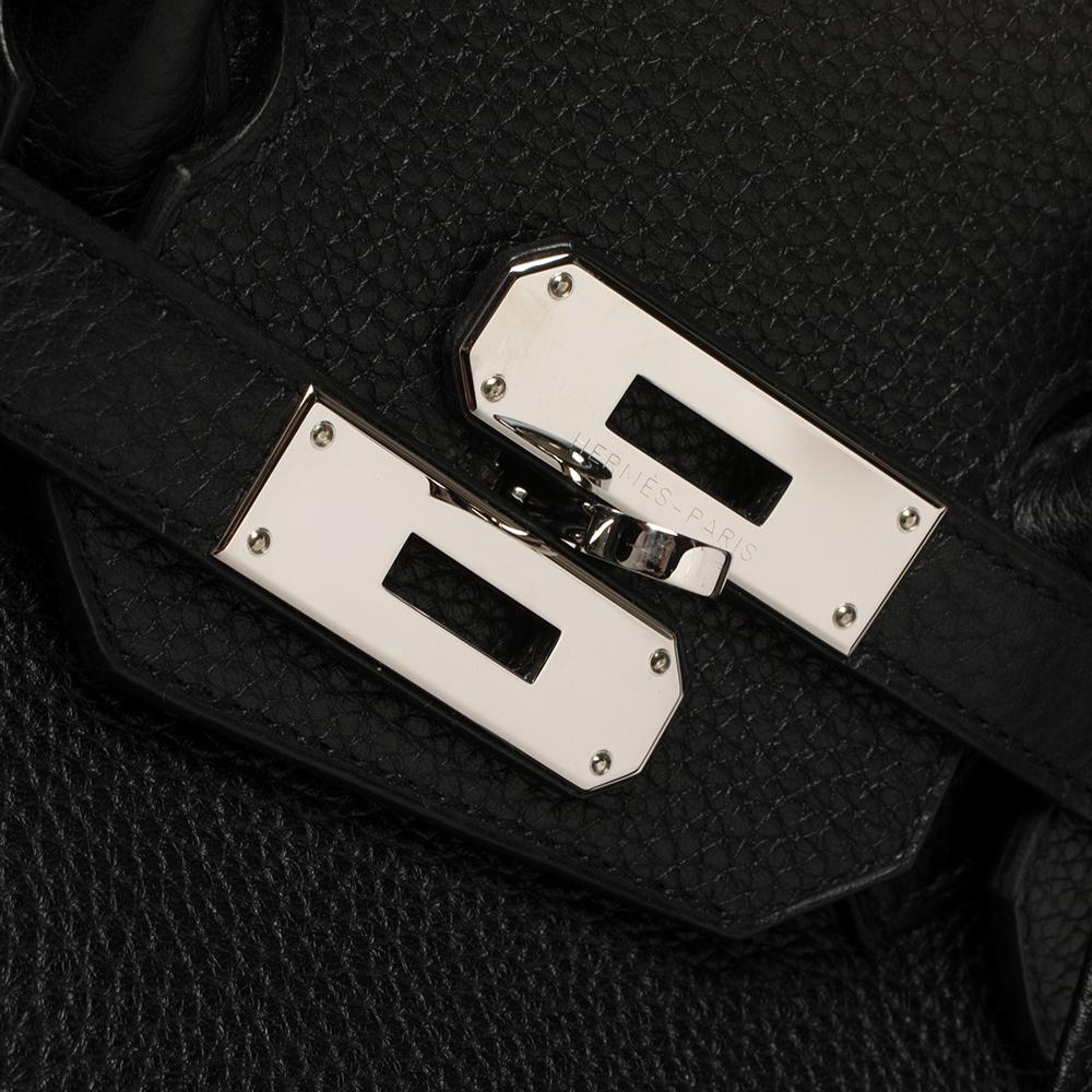 Birkin 35 Tasche aus Leder mit Palladiumbeschlägen von Hermès Noir 5
