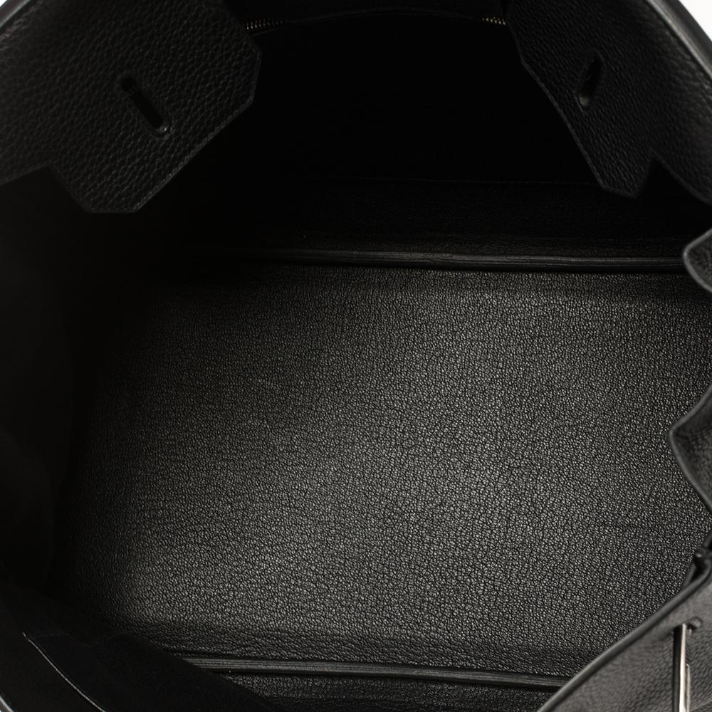Birkin 35 Tasche aus Leder mit Palladiumbeschlägen von Hermès Noir 6
