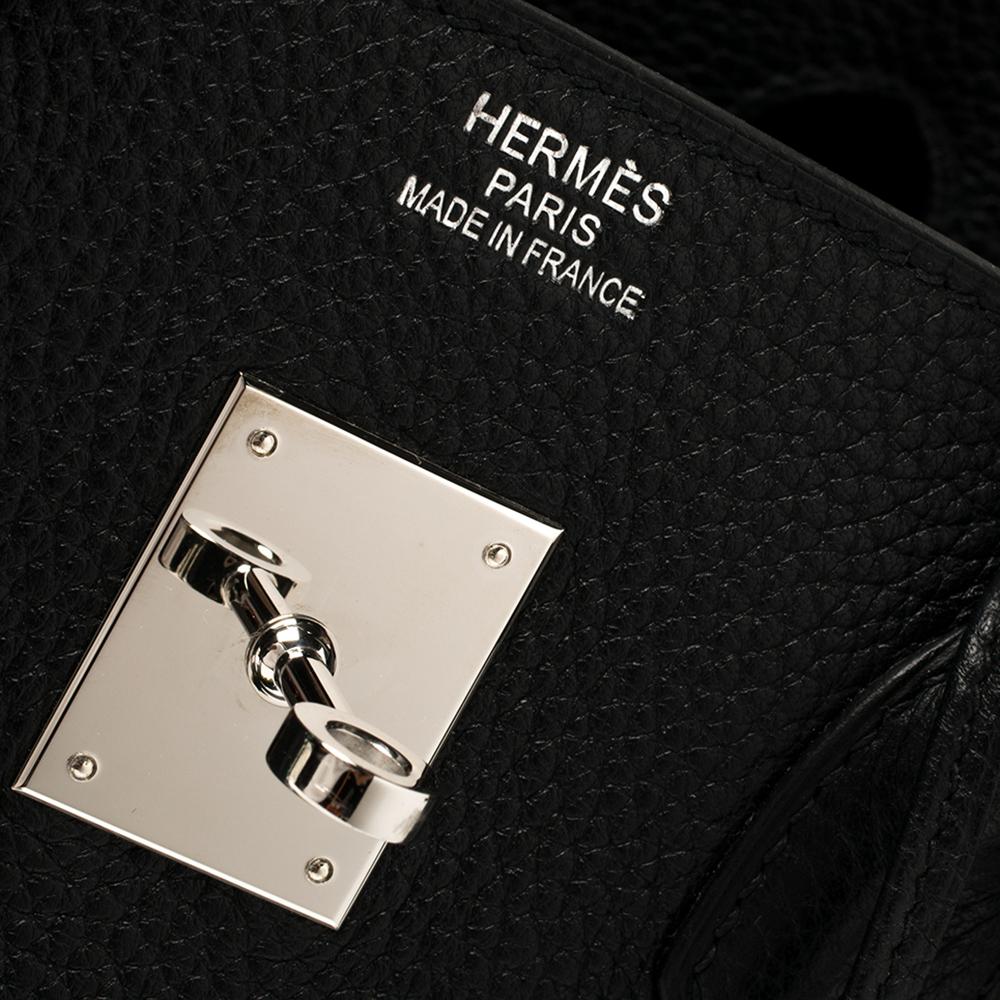 Birkin 35 Tasche aus Leder mit Palladiumbeschlägen von Hermès Noir 8
