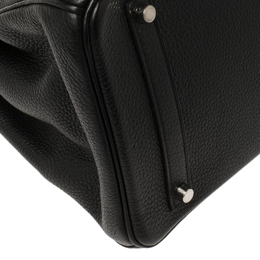 Birkin 35 Tasche aus Leder mit Palladiumbeschlägen von Hermès Noir 1