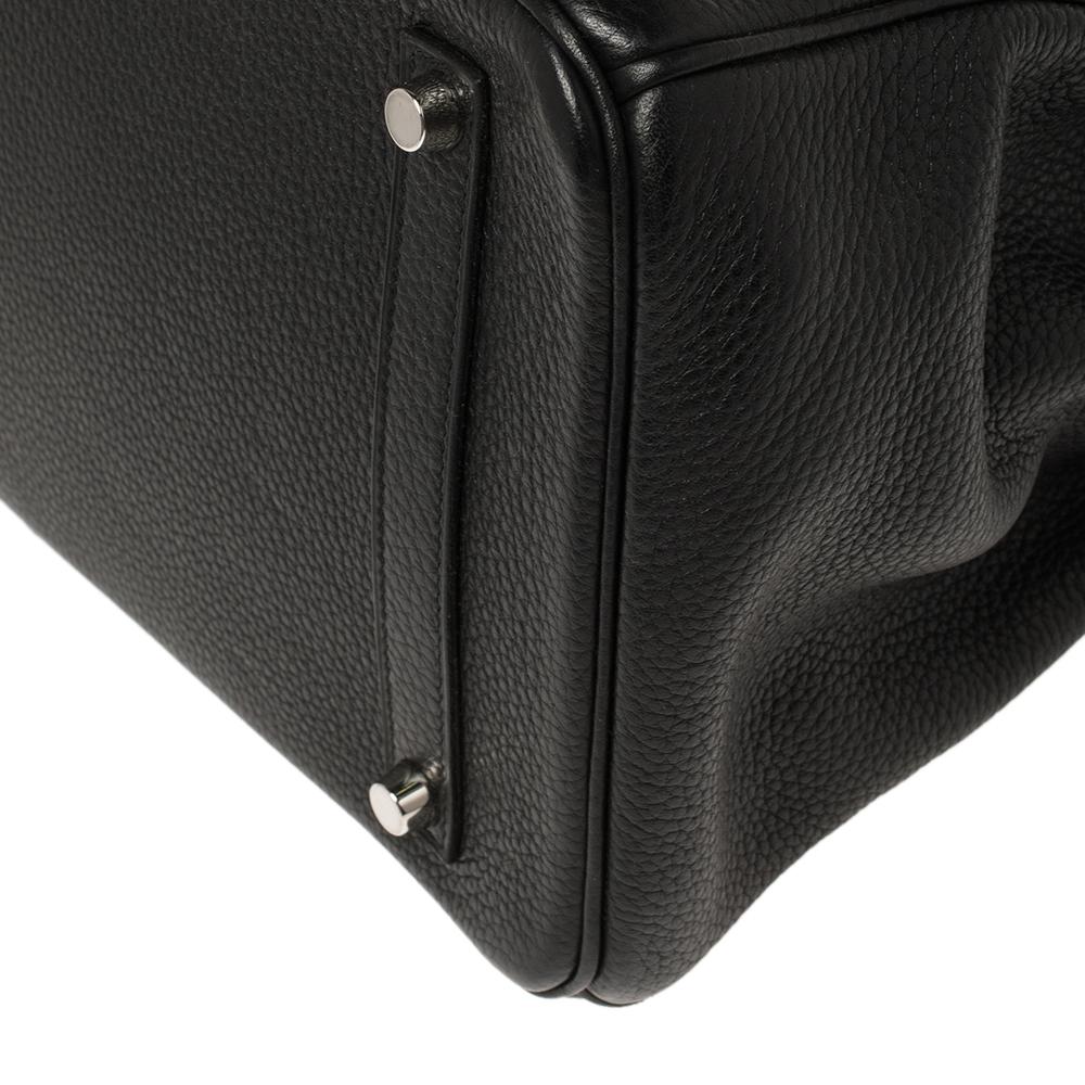 Birkin 35 Tasche aus Leder mit Palladiumbeschlägen von Hermès Noir 2