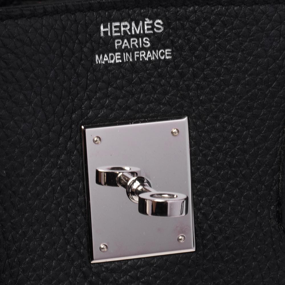 Hermes Noir Togo Leather Palladium Plated Birkin 35 Bag 2