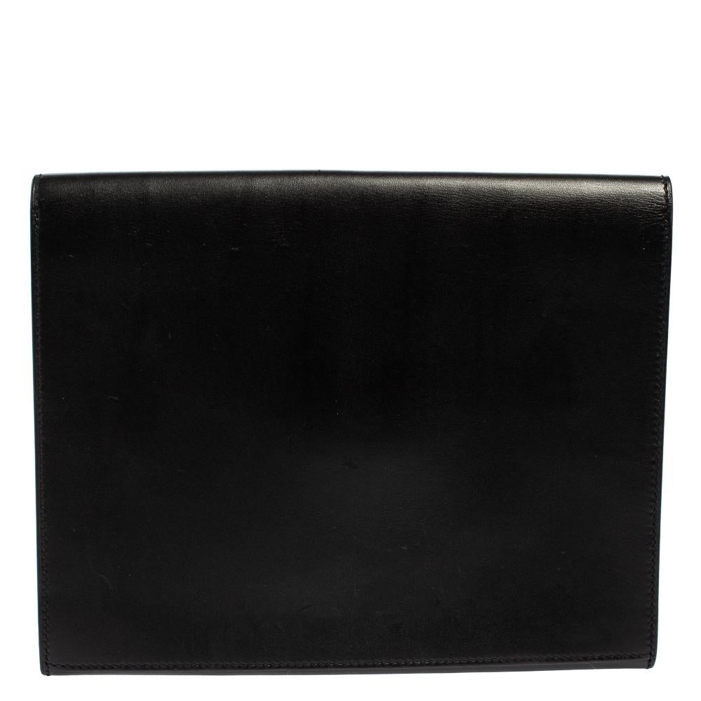 Hermes Noir Veau Villandry Leather Cinhetic Clutch 10