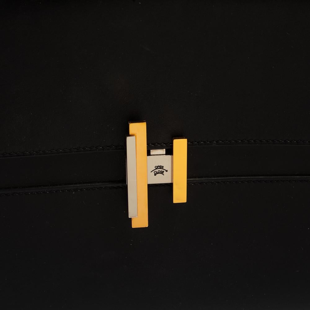Hermes Noir Veau Villandry Leather Cinhetic Clutch 11