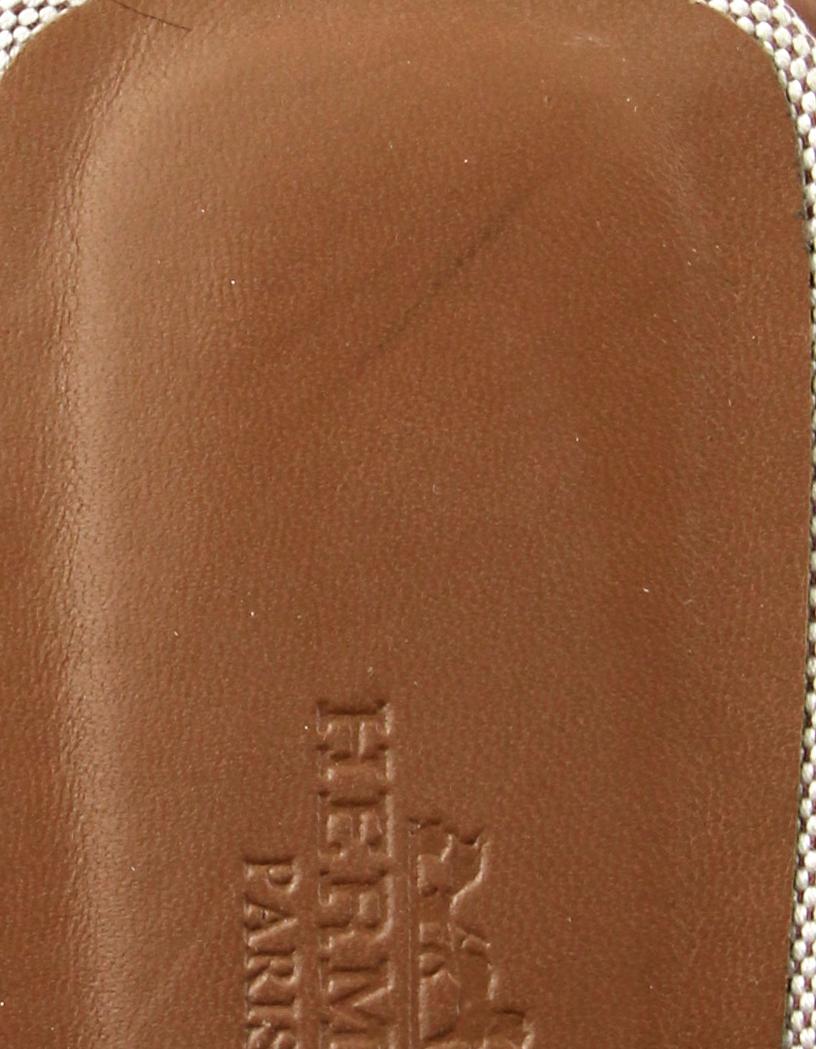 Hermès Noisette/ Beige Dore Toile H Oran Sandalen Größe 39,5 Damen