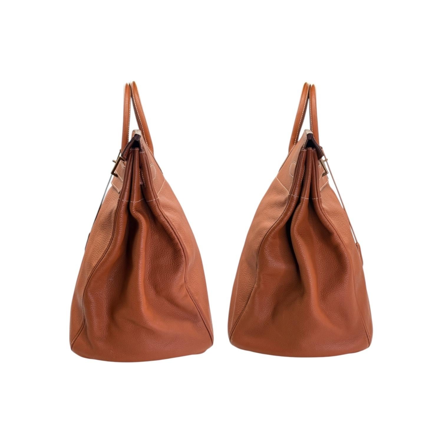 Brown Hermès Noisette Clemence HAC Birkin 50 Men's Bag