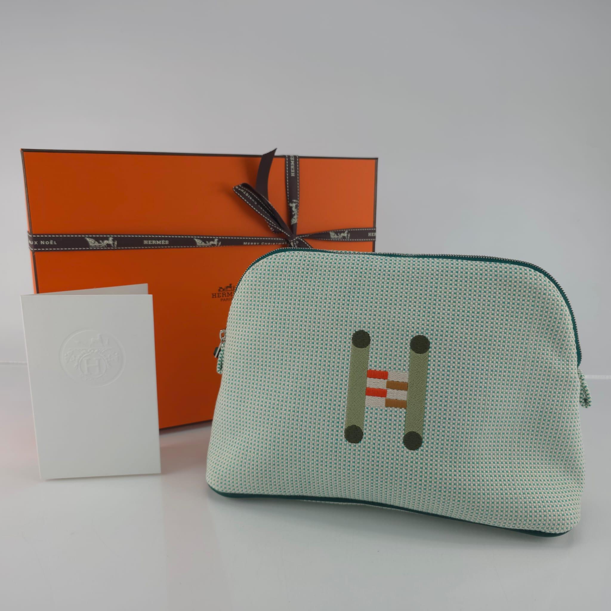 Hermès Nuage & Menthe cotton Bolide Crazy H case, medium model For Sale 4