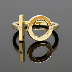 Hermès Number 10 Diamond Ring 18 Karat Yellow Gold