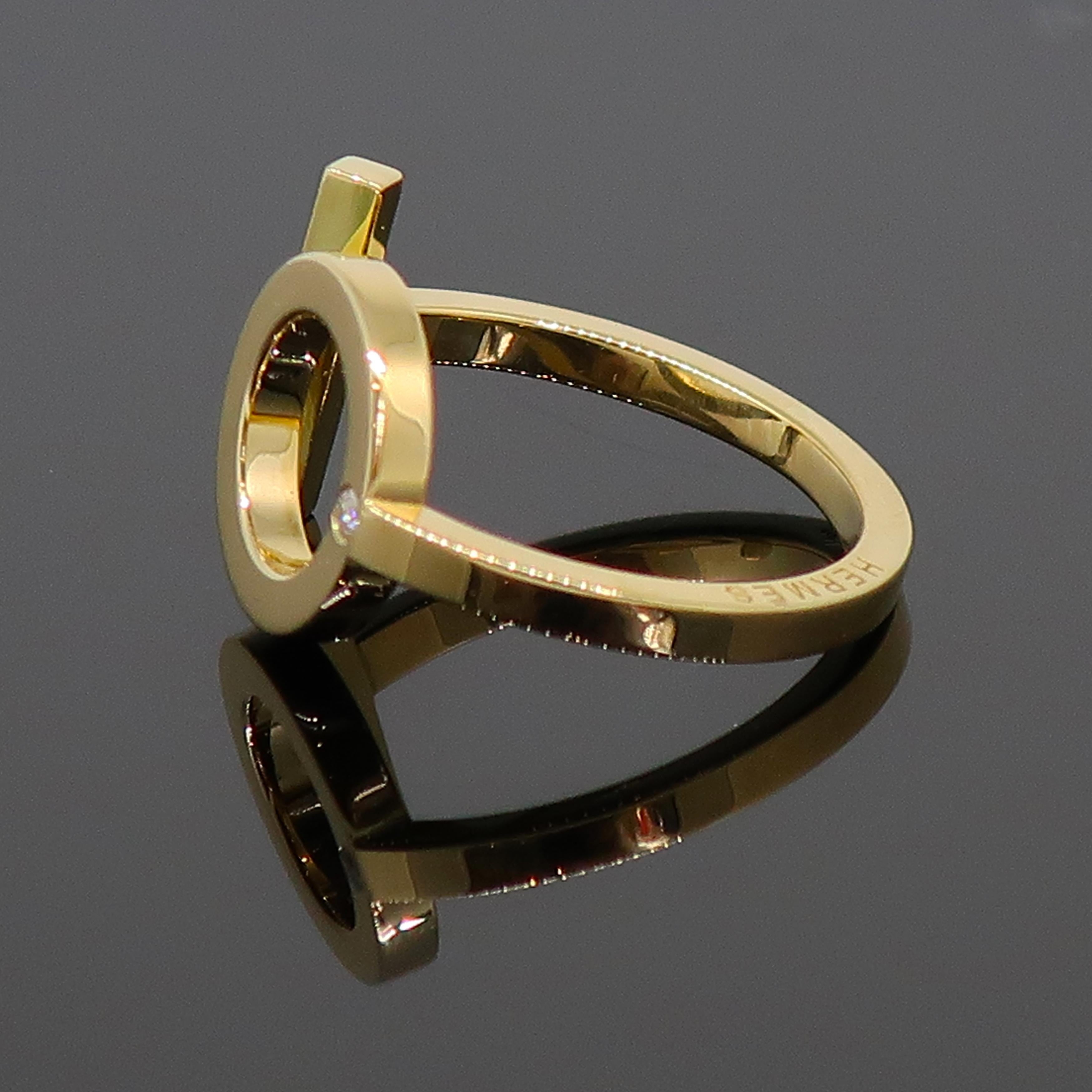 Contemporary Hermès Number 10 Diamond Ring 18 Karat Yellow Gold For Sale
