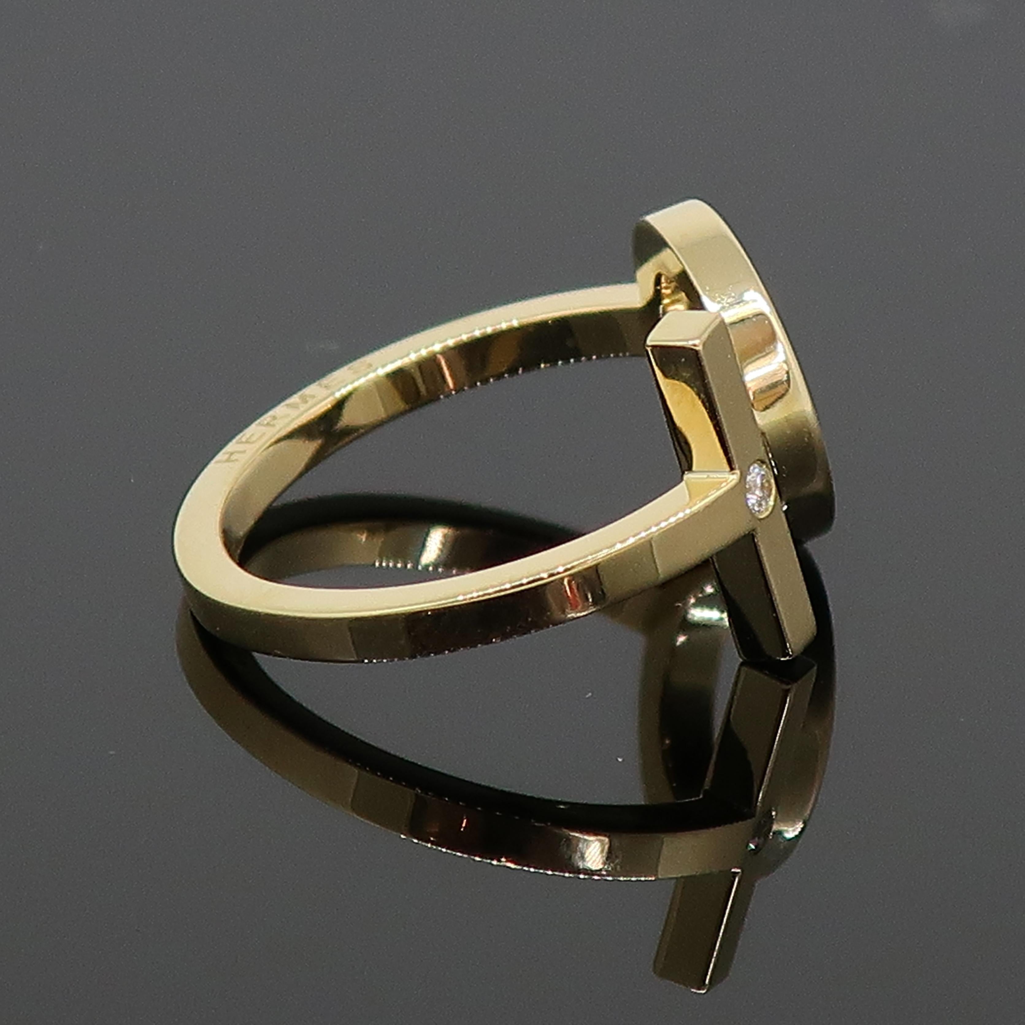 Hermès Number 10 Diamond Ring 18 Karat Yellow Gold In Good Condition For Sale In East Grinstead, GB