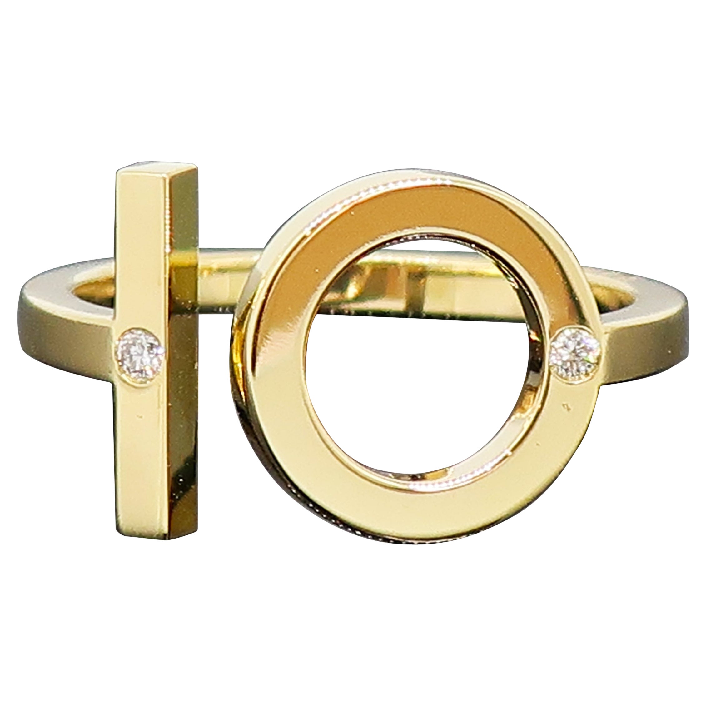 Hermès Number 10 Diamond Ring 18 Karat Yellow Gold For Sale