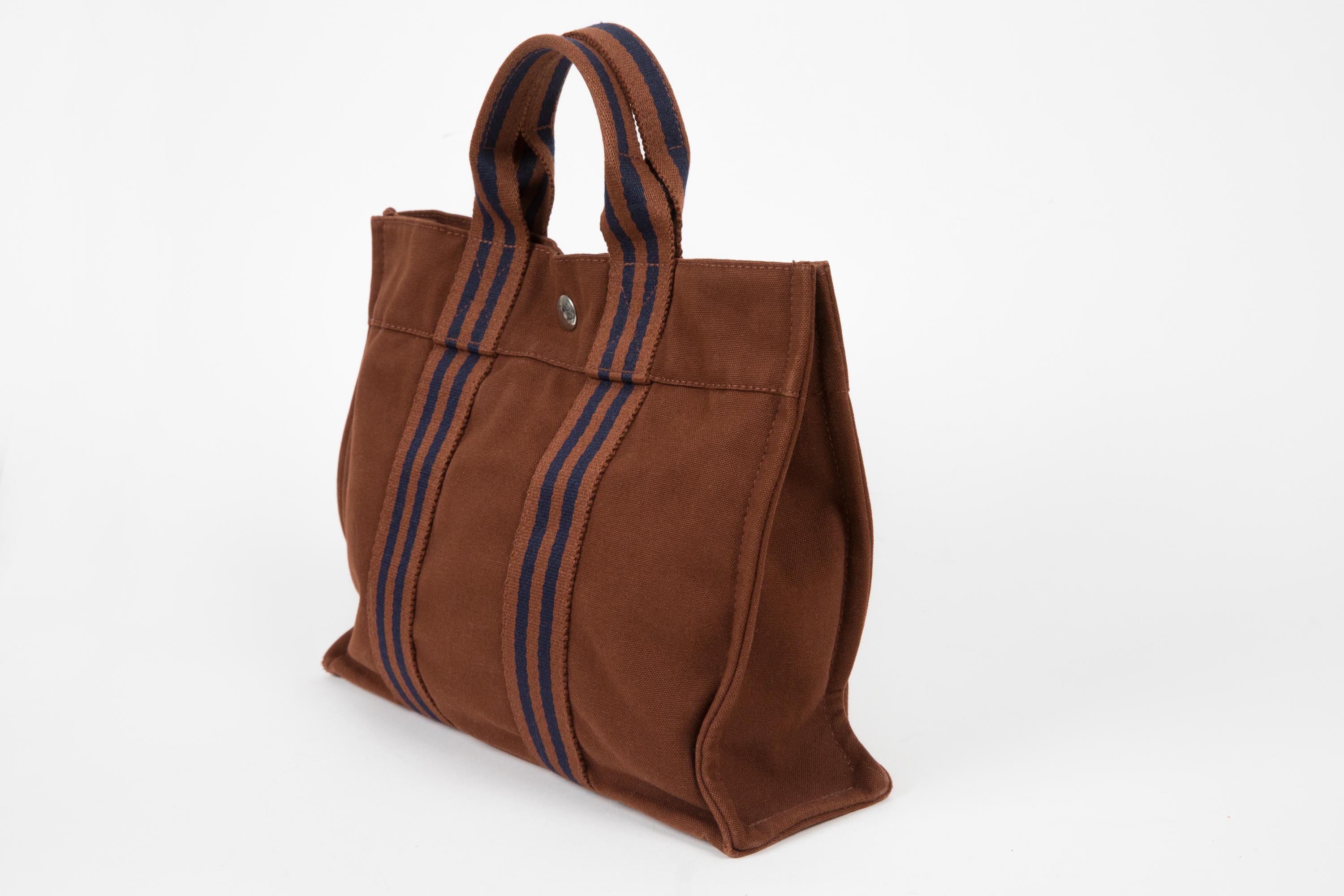 Brown Hermes Nut Cotton Toto PM Tote Bag