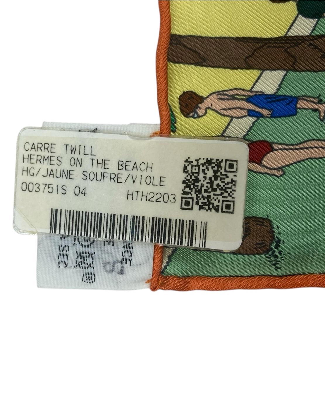 Hermes NWT Juane Sofre/Viole Hermes on the Beach 90cm Silk Scarf In New Condition For Sale In New York, NY
