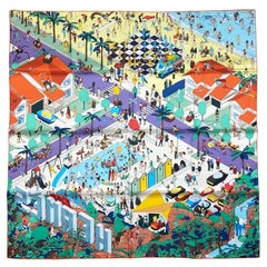 Hermes NWT Juane Sofre/Viole Hermes on the Beach 90cm Silk Scarf