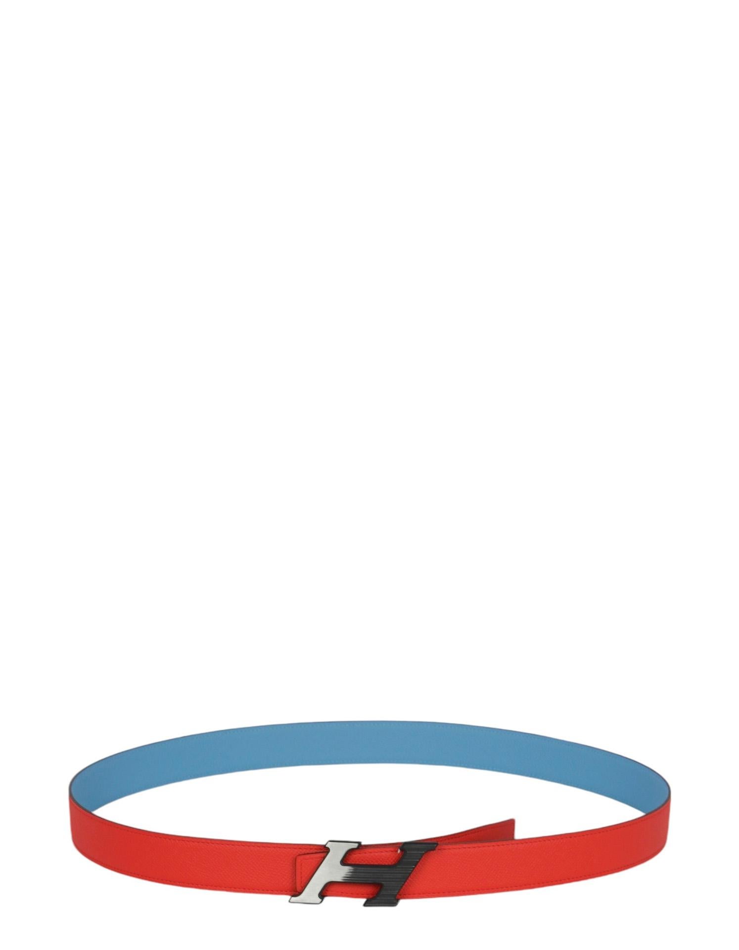 da uomo o donna Hermes NWT Rosso/Blu Epsom 32mm H Speed Belt sz 105 in vendita