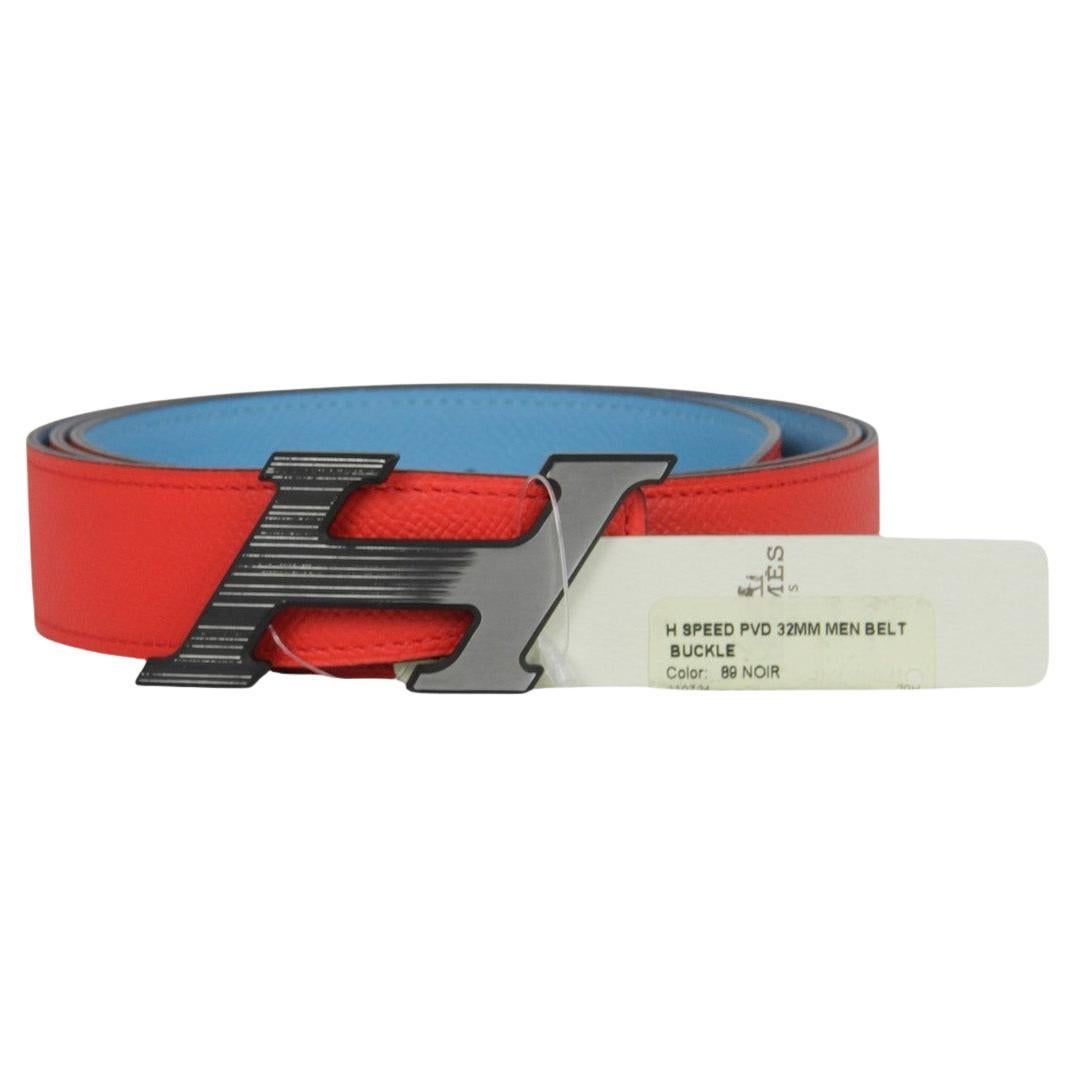 Hermes NWT Rosso/Blu Epsom 32mm H Speed Belt sz 105 in vendita