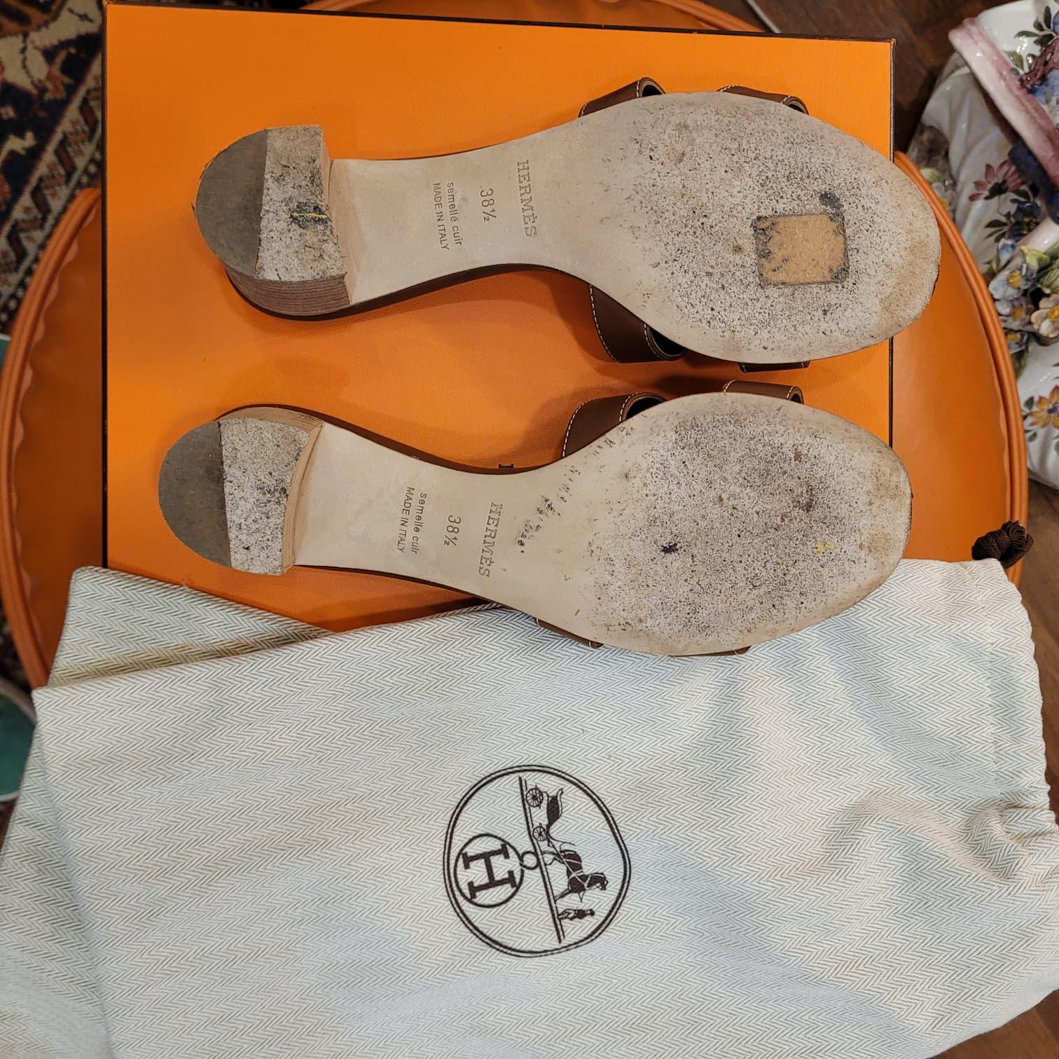 Hermès Oasis model Leather Sandals, tan For Sale 3