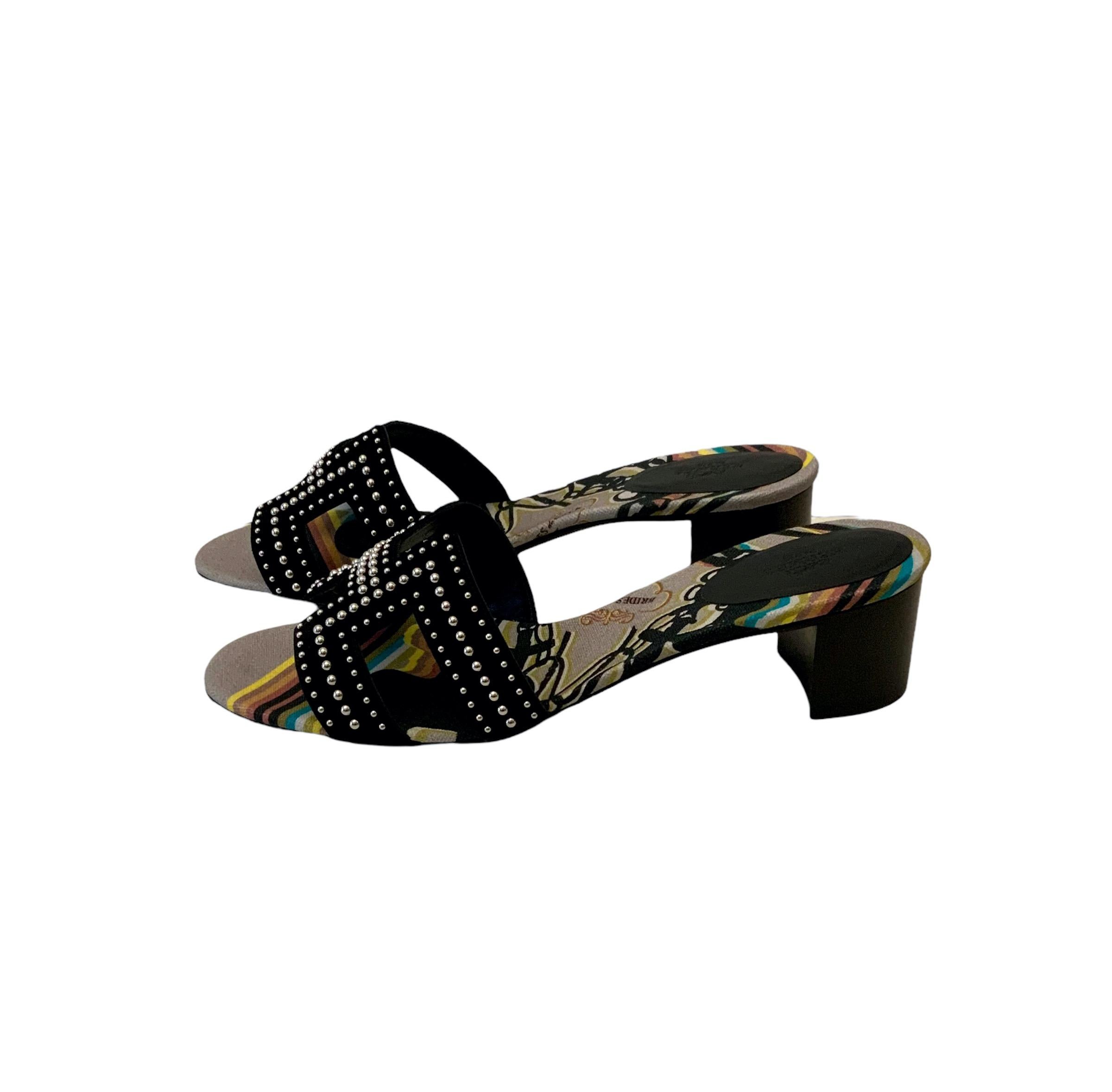 Black Hermès Oasis Sandals