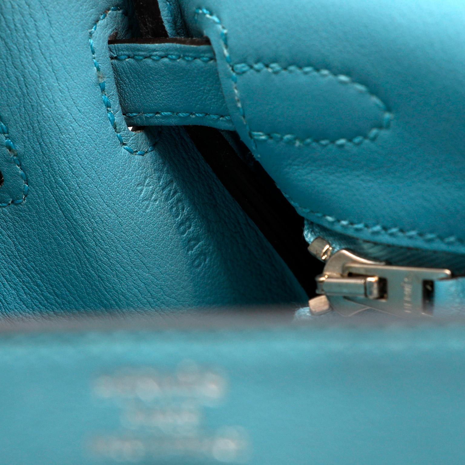 Women's Hermès Ocean Blue Swift Leather 25 cm Kelly 