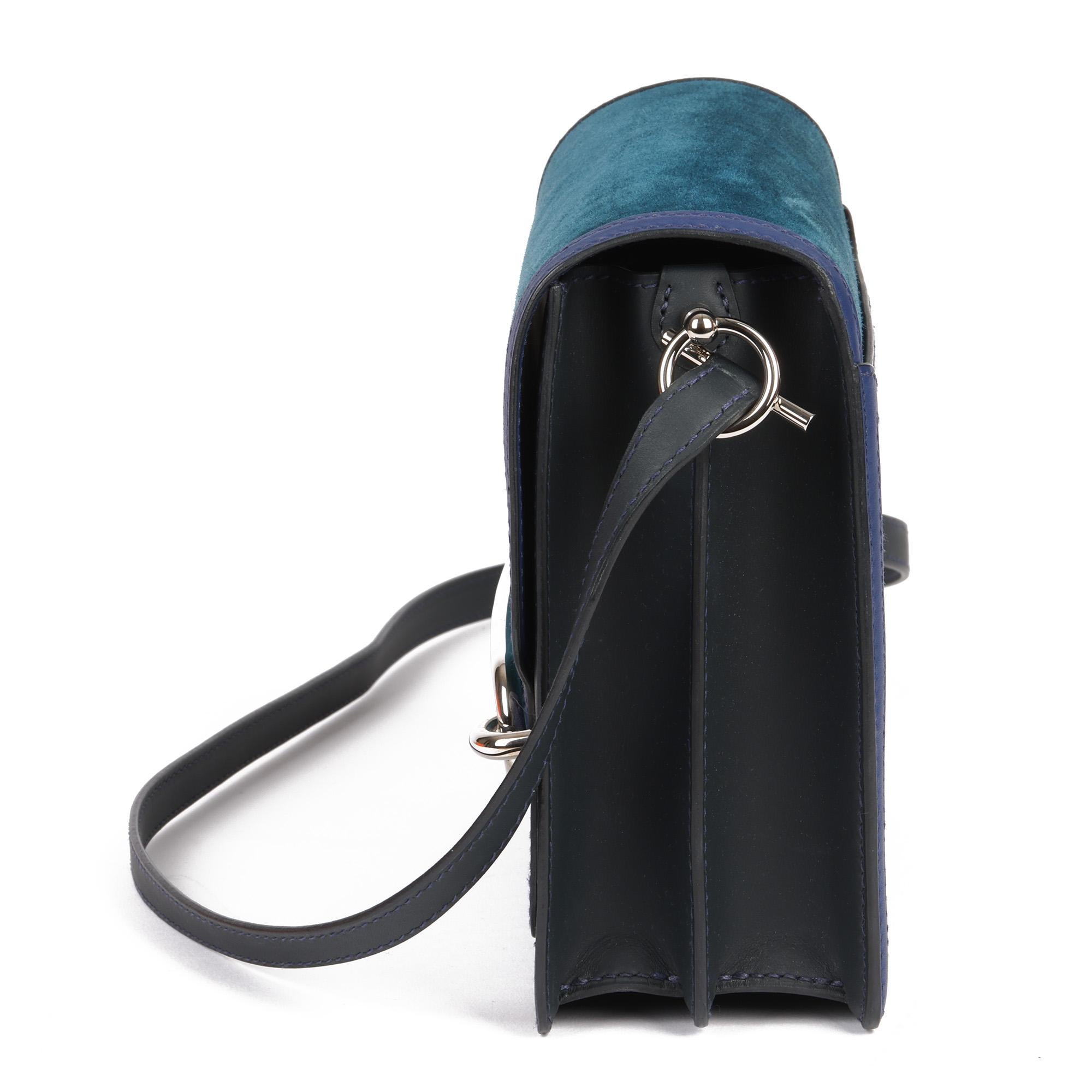 Hermes Ocean Blue Veau Doblis Suede, Navy Leather & Blue Saphir Swift Roulis 23 4