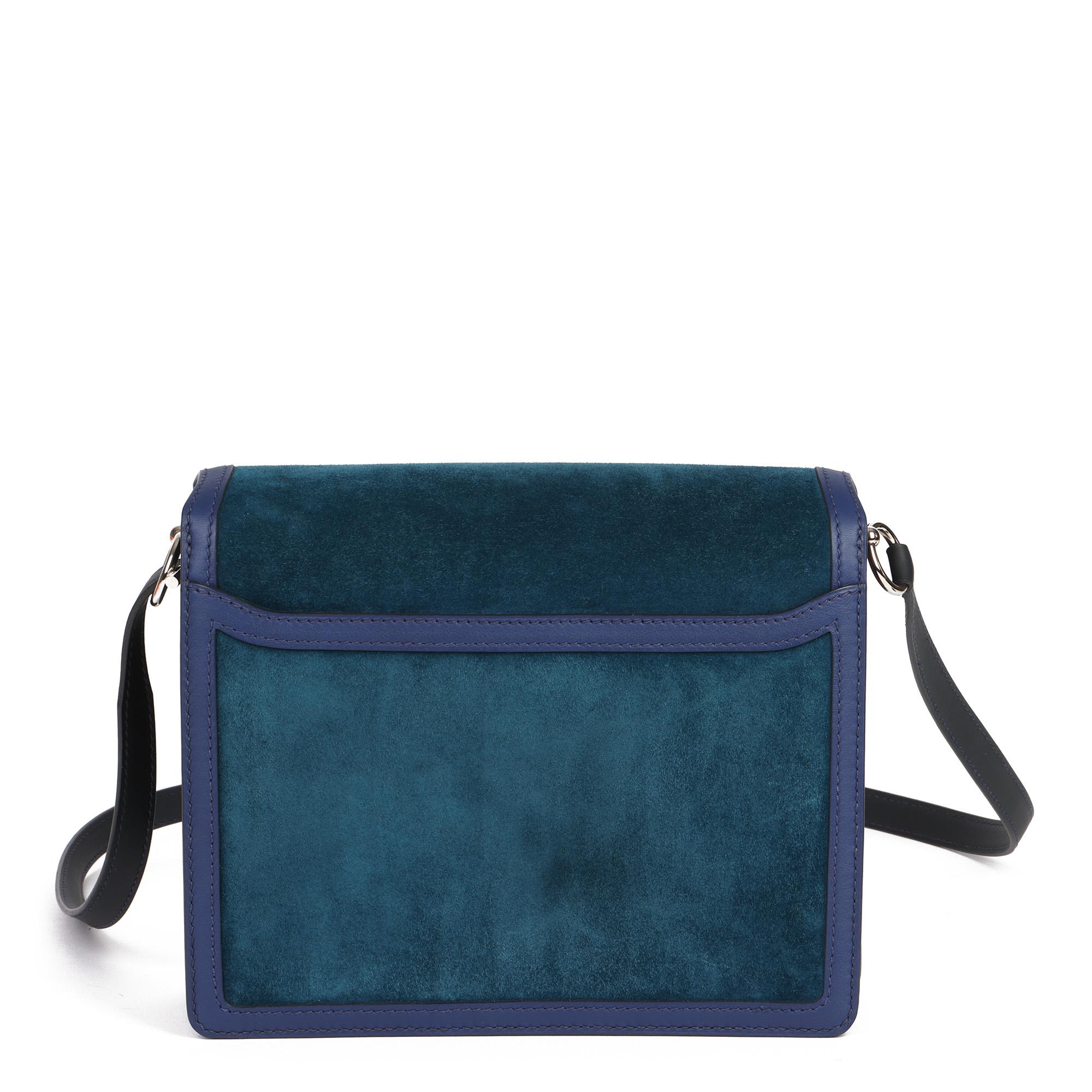 Hermes Ocean Blue Veau Doblis Suede, Navy Leather & Blue Saphir Swift Roulis 23 5
