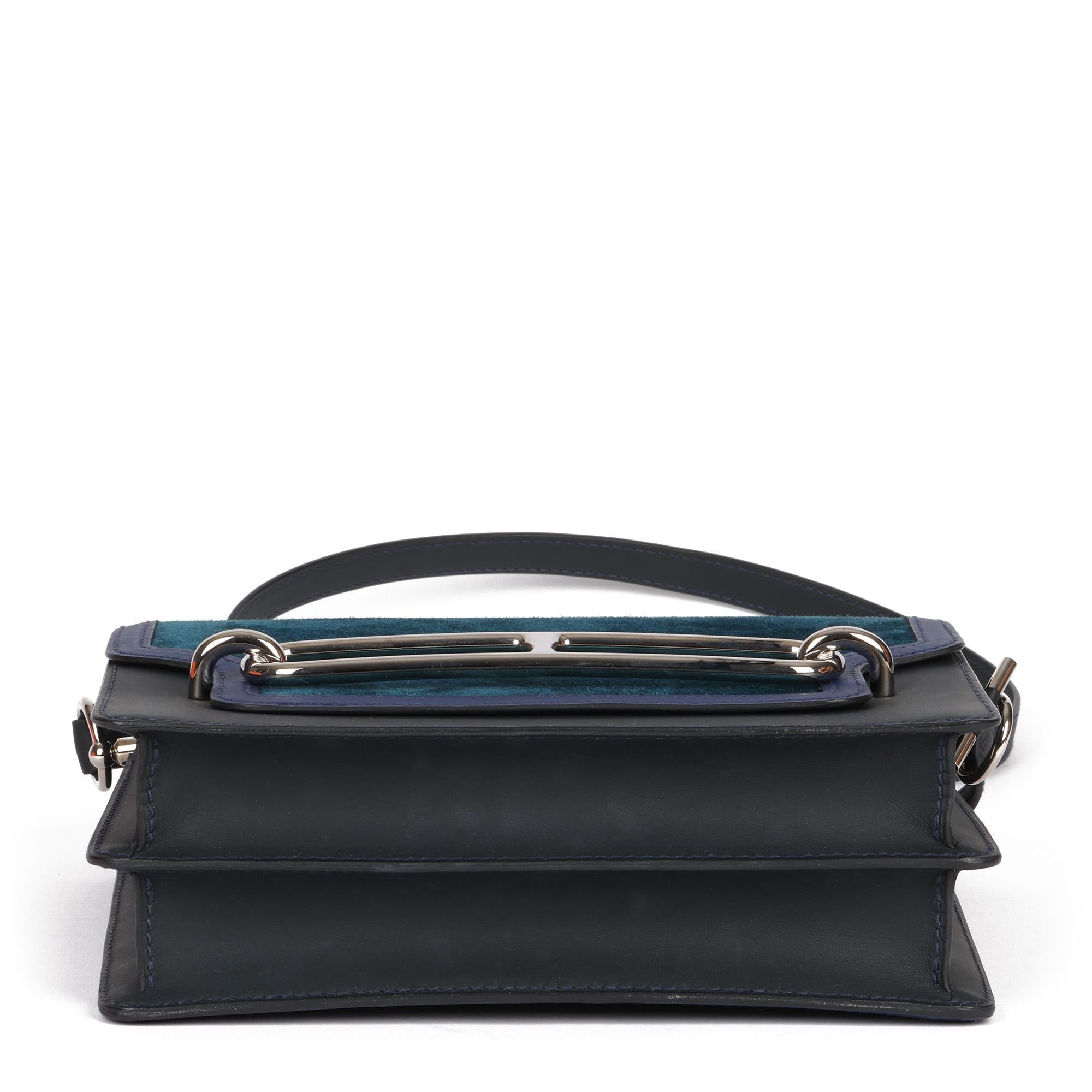 Hermes Ocean Blue Veau Doblis Suede, Navy Leather & Blue Saphir Swift Roulis 23 6