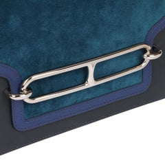 Hermes Ocean Blue Veau Doblis Suede, Navy Leather & Blue Saphir Swift Roulis 23