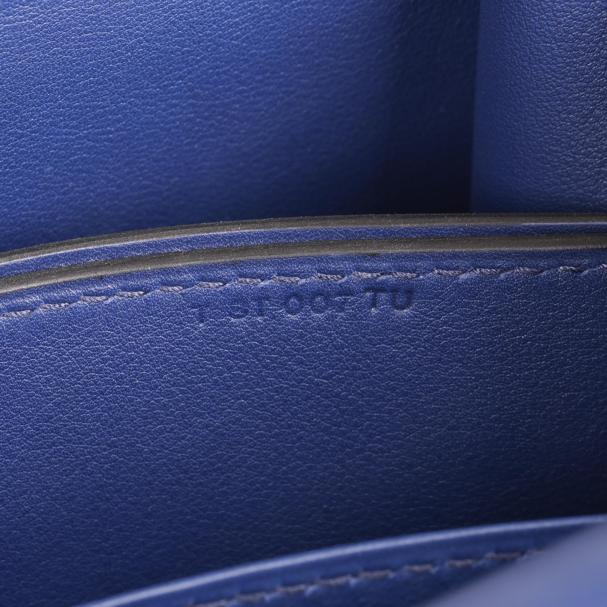 Hermes Ocean Blue Veau Doblis Suede, Navy Leather & Blue Saphir Swift Roulis 23 In Excellent Condition In Bishop's Stortford, Hertfordshire