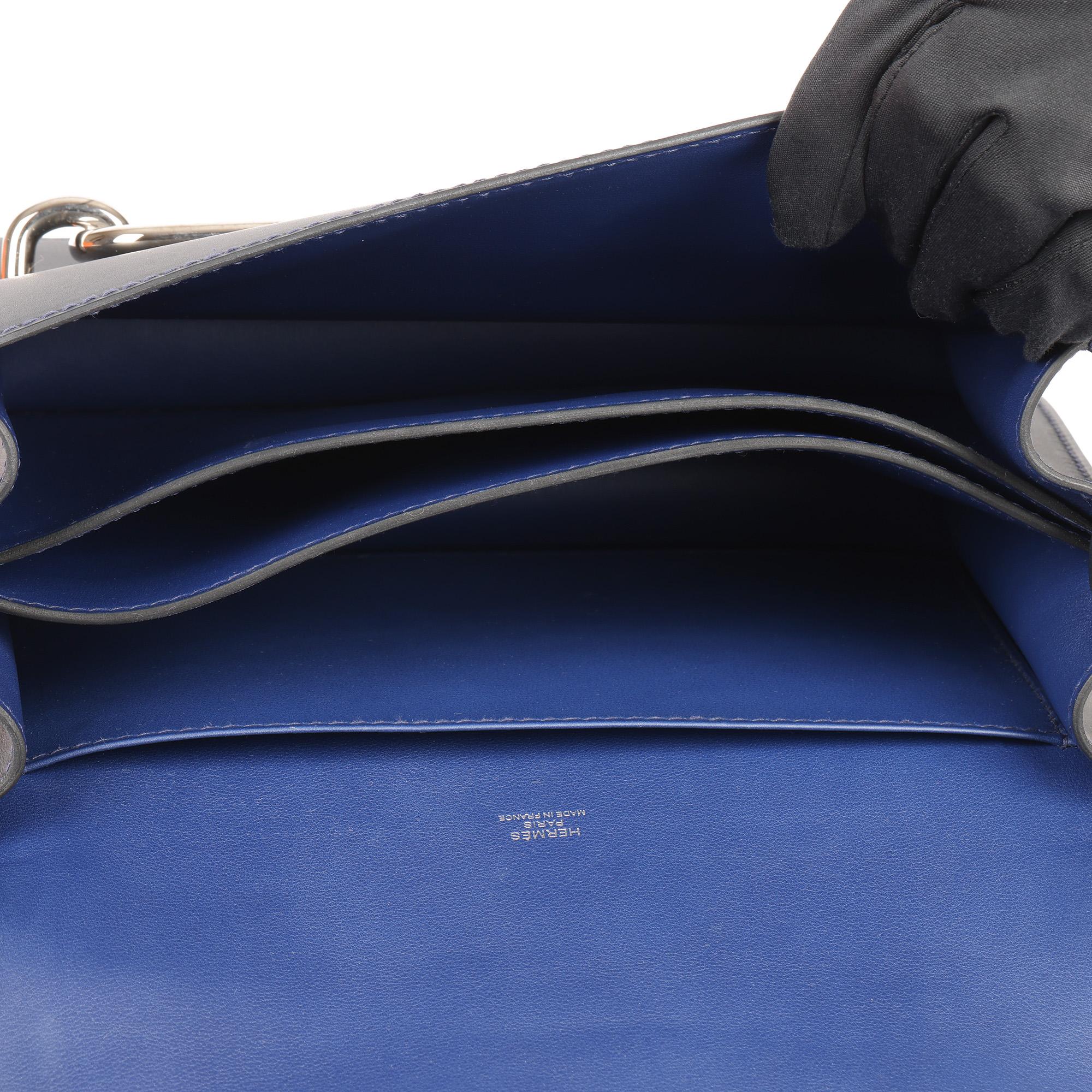 Women's Hermes Ocean Blue Veau Doblis Suede, Navy Leather & Blue Saphir Swift Roulis 23