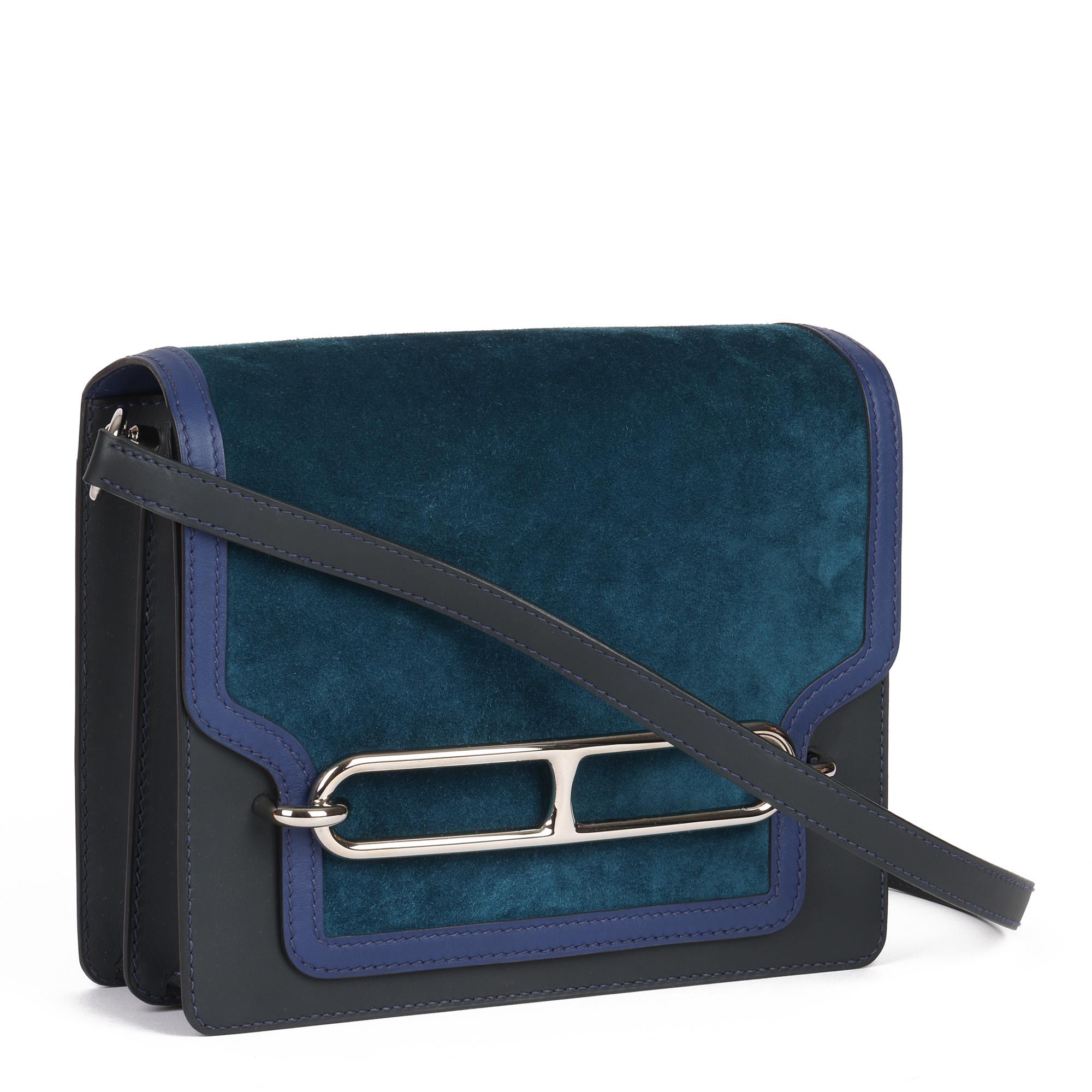 Hermes Ocean Blue Veau Doblis Suede, Navy Leather & Blue Saphir Swift Roulis 23 2